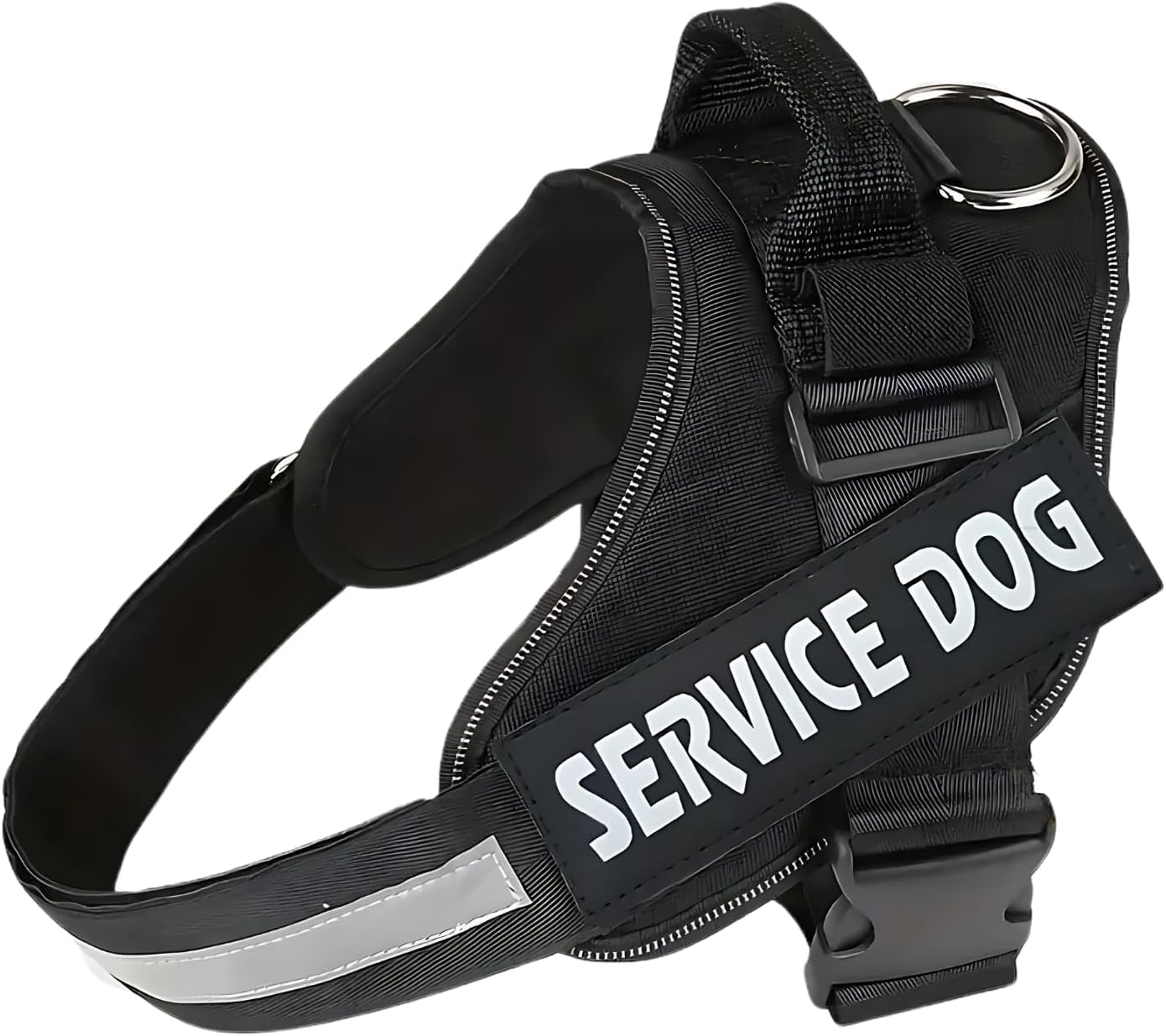 EZONEDEAL Dog Harness, No-Pull Pet Harness with Buckle, Tactical Service Vest with Reflective Strips and Control Handle, Adjustable and Comfortable for Easy Walking, Dog Running Vest (Black, XL)