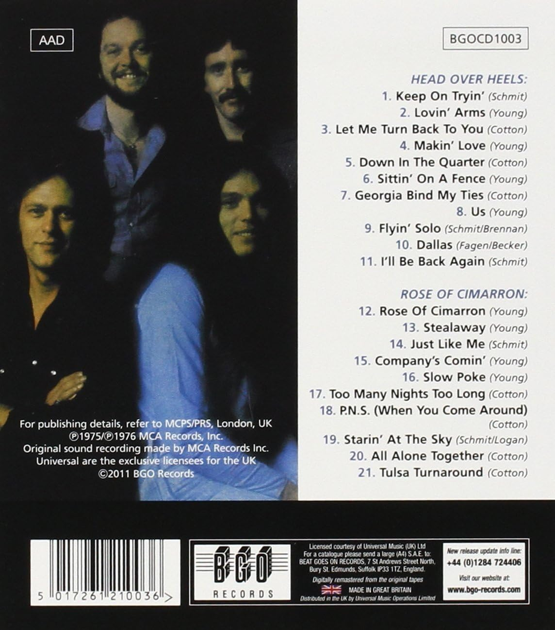 Head over Heels / Rose of Cimarron (Remastered)