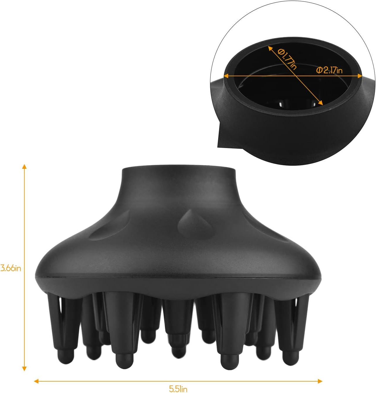 Universal Hair Dryer Diffuser for Curly Wavy Hair Blow Dryer Attachment for 1.77In Dryer Nozzle Dry Hair Much Evenly, Black QIUNI image number 1