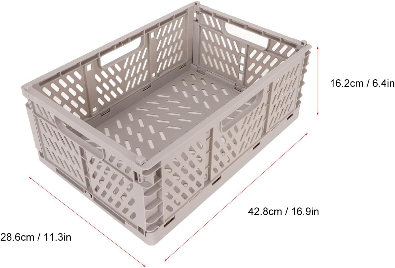 Large Capacity Storage Crate, Collapsible Storage Crate Made from Plastic for Office Laundry, Kids Toys, with Hollow Design Handle image number 4