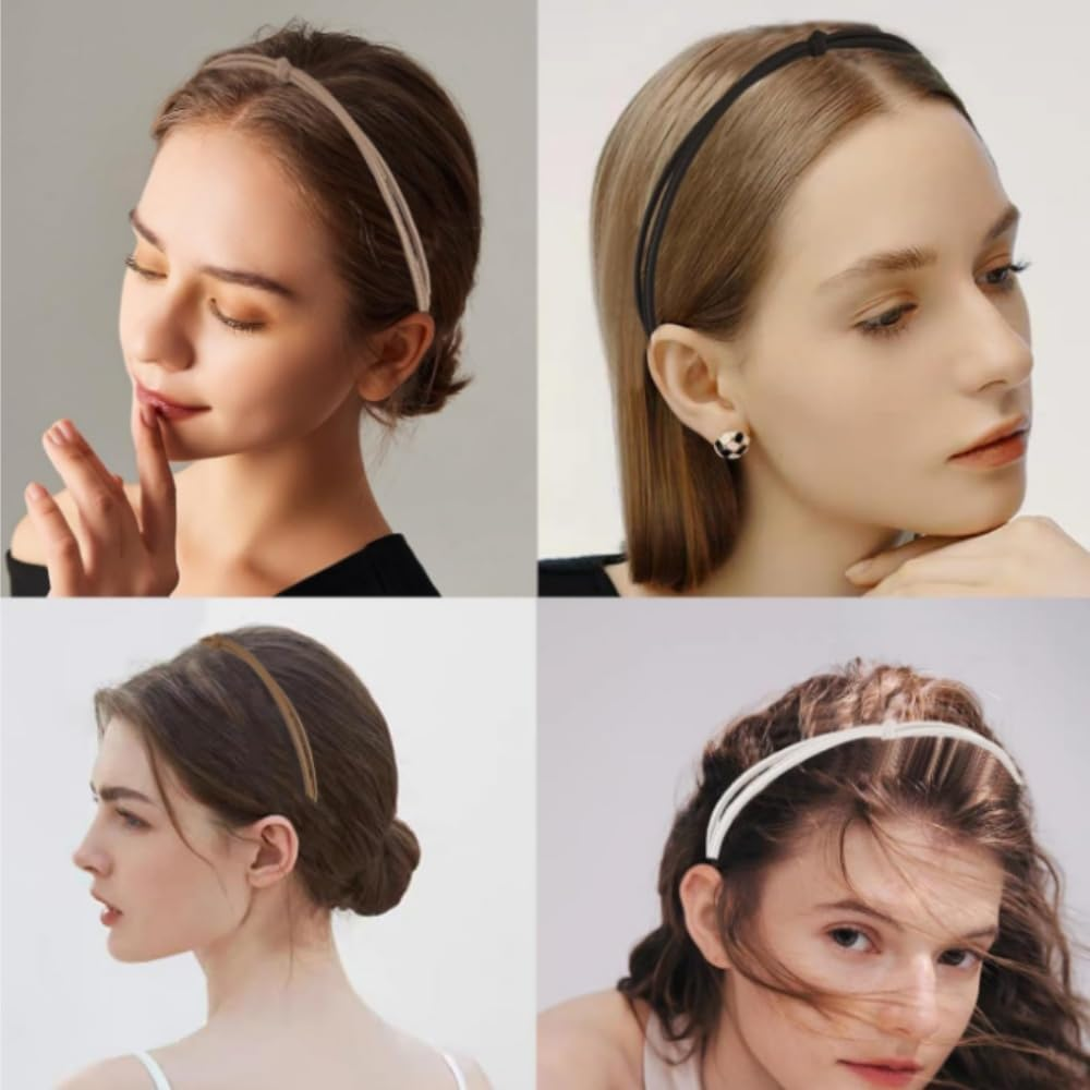 5 Cute Leather Knotted Hair Bands, Portable Thin Braid Fashionable and Simple Knotted Anti-Slip Leather Hair Bands, Suitable for Washing Face, Headwear, Etc(5 Colors) image number 5