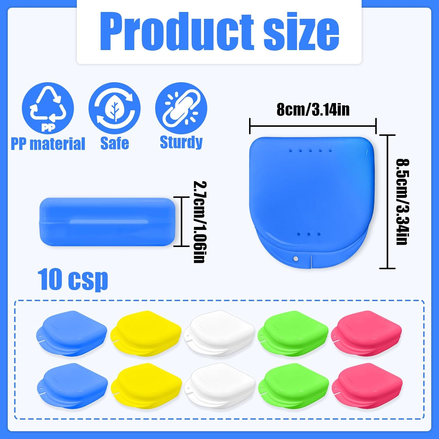Denture Case, 10 PCS Plastic Orthodontic Retainer Case for Travel, Daily Outing (5 Colors)