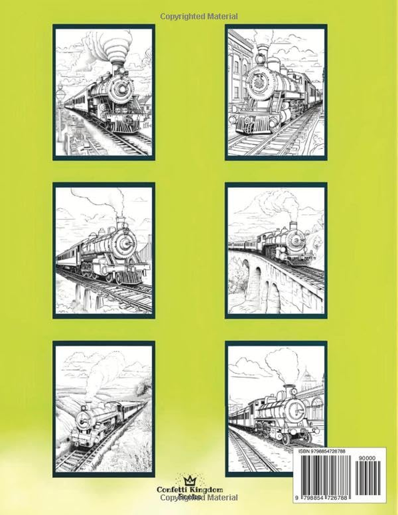 Famous Steam Trains Coloring Book: Relaxing Railway Journey for Kids and Adults to Explore Locomotive History and Classic Steam Engines image number 1