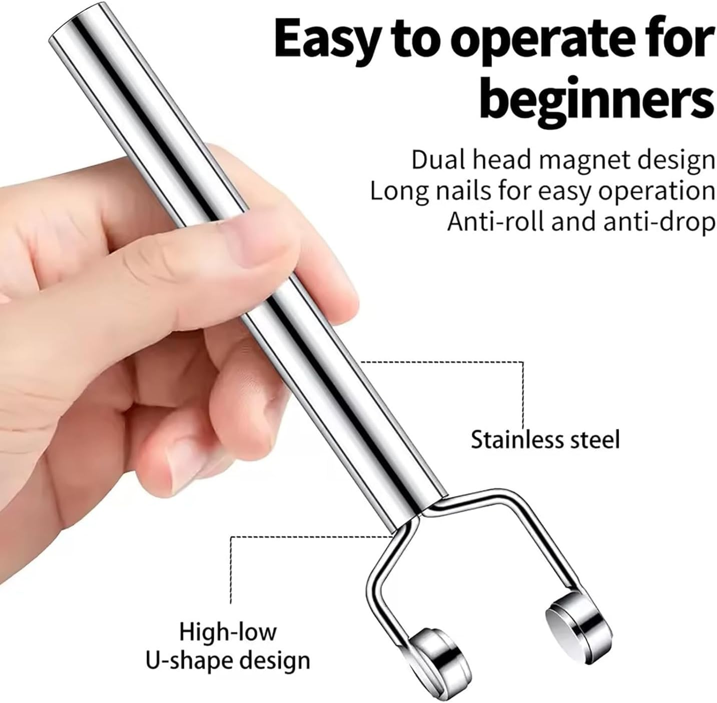 3-In-1 Y-Shaped Cat Eye Nail Magnet, Double Head Magnetic Gel Polish Tool with Powerful Force for Salon & Home, Portable Handheld Nail Art Design for Cat Eye & Glitter Polish, Professional Manicure Kit image number 4