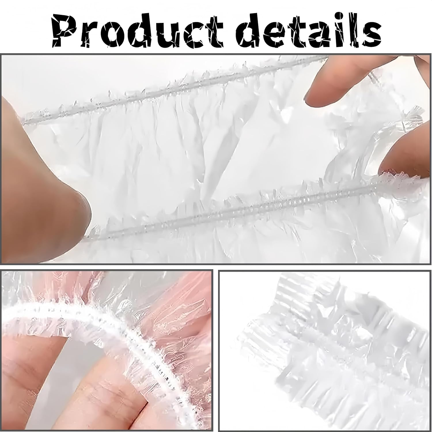 100 Reusable Zxjsisy Transparent Waterproof Shower Caps, Suitable for Women, Hair Care, Spa, Home Use, Portable Travel image number 6