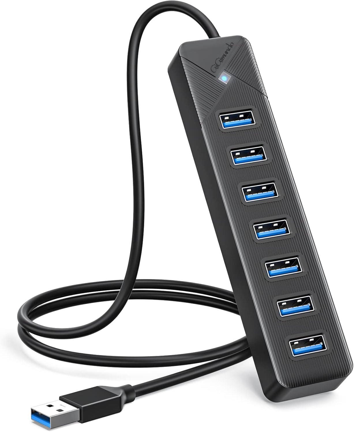 Gigimundo PG7U USB Hub 3.0, 7-Port USB Distributor, 50 Cm Cable with 5V/3A Power Input, Multiple USB Connector for PC Laptop, Older Macbook, PS4, PS5, Flash Drive, Keyboard, Mouse, GGM-PG7U-U3-50