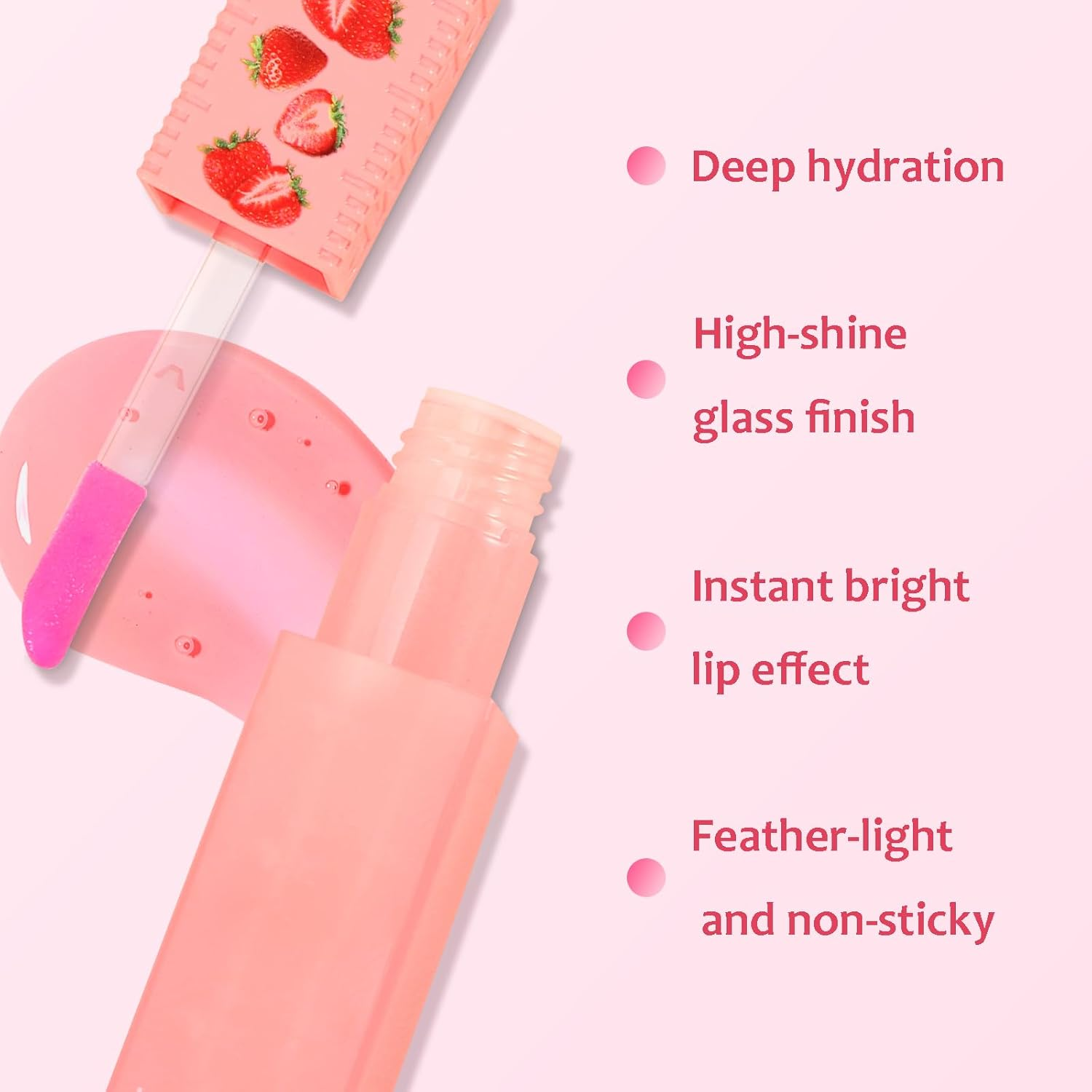 Boobeen 2PCS Lip Gloss Oil Set, Lip Stain Oil with Moisturizing, Nourishing Fruit Lightweight, for High Shine Finish Makeup image number 2