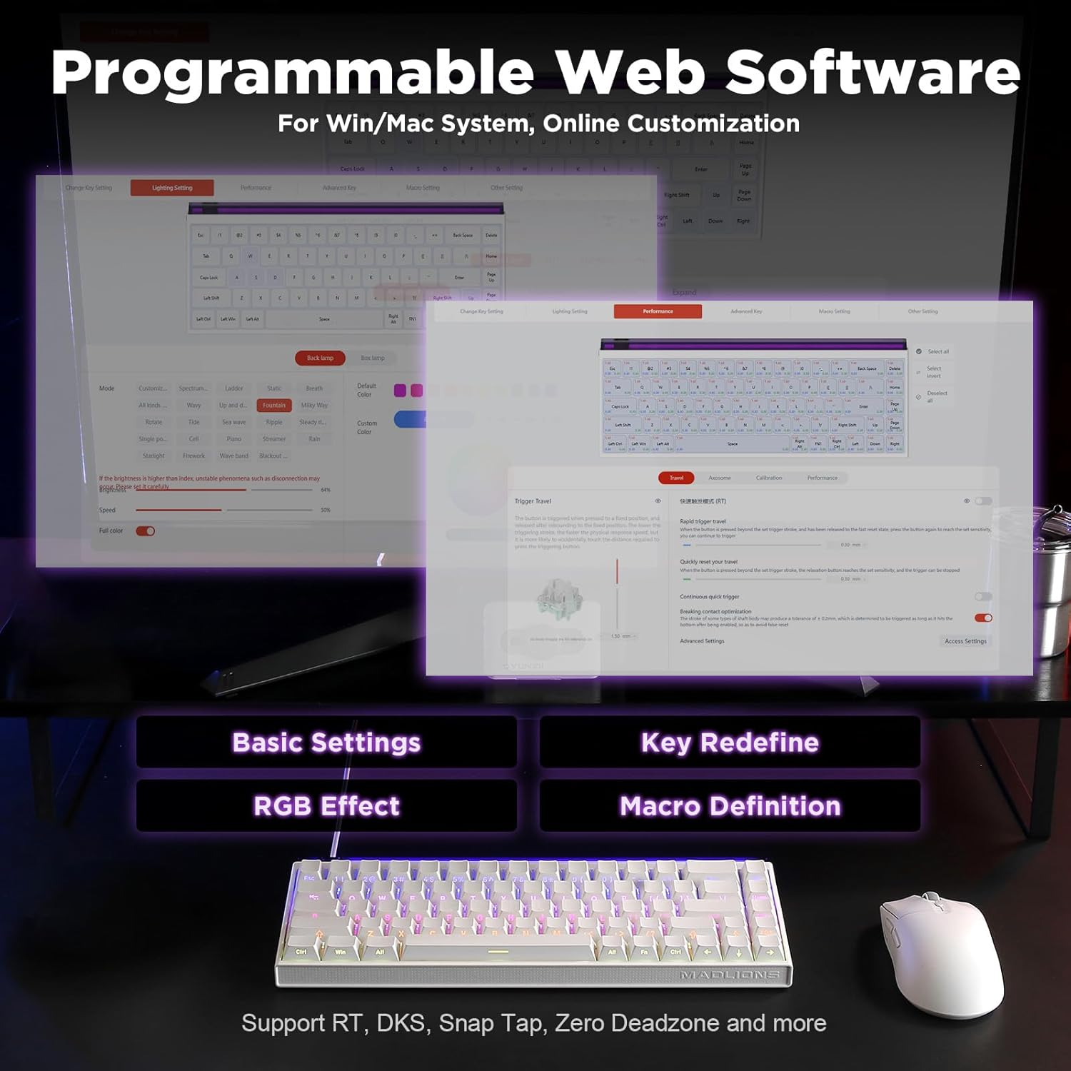 MIKIBY Nano 68 Mechanical Gaming Keyboard, Hall Effect Magnetic Switches, 8K Hz Polling Rate, Rapid Trigger Adjustable Actuation, Side-Printed PBT Keycaps, RGB Backlit Wired Keyboard for Mac/Win