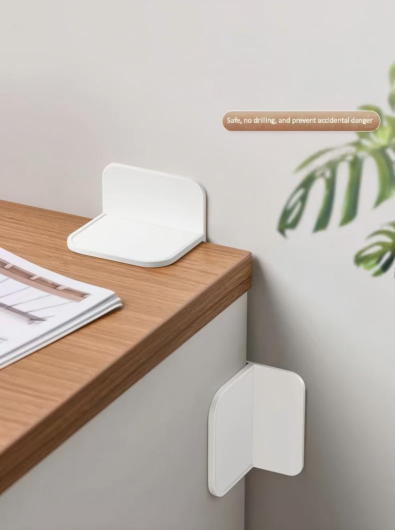 4 Pack Baby Proofing Furniture Anchors, anti Tip Wall Mounting Kit, Removable No Drill No Screw Design, Child Safety Bookshelf Dresser Cabinet Secure System image number 3