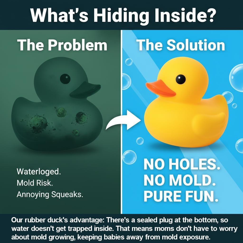 10 Pcs Waterproof No Bebe Noise 3 Inch Rubber Funny Yellow Duck/Duckies Bath/Pool/Water Float Toy Stuffed with Sealed Plug without Hole with No Hole for Kids in Bulk for Birthday Party Cake Topper,Au image number 1