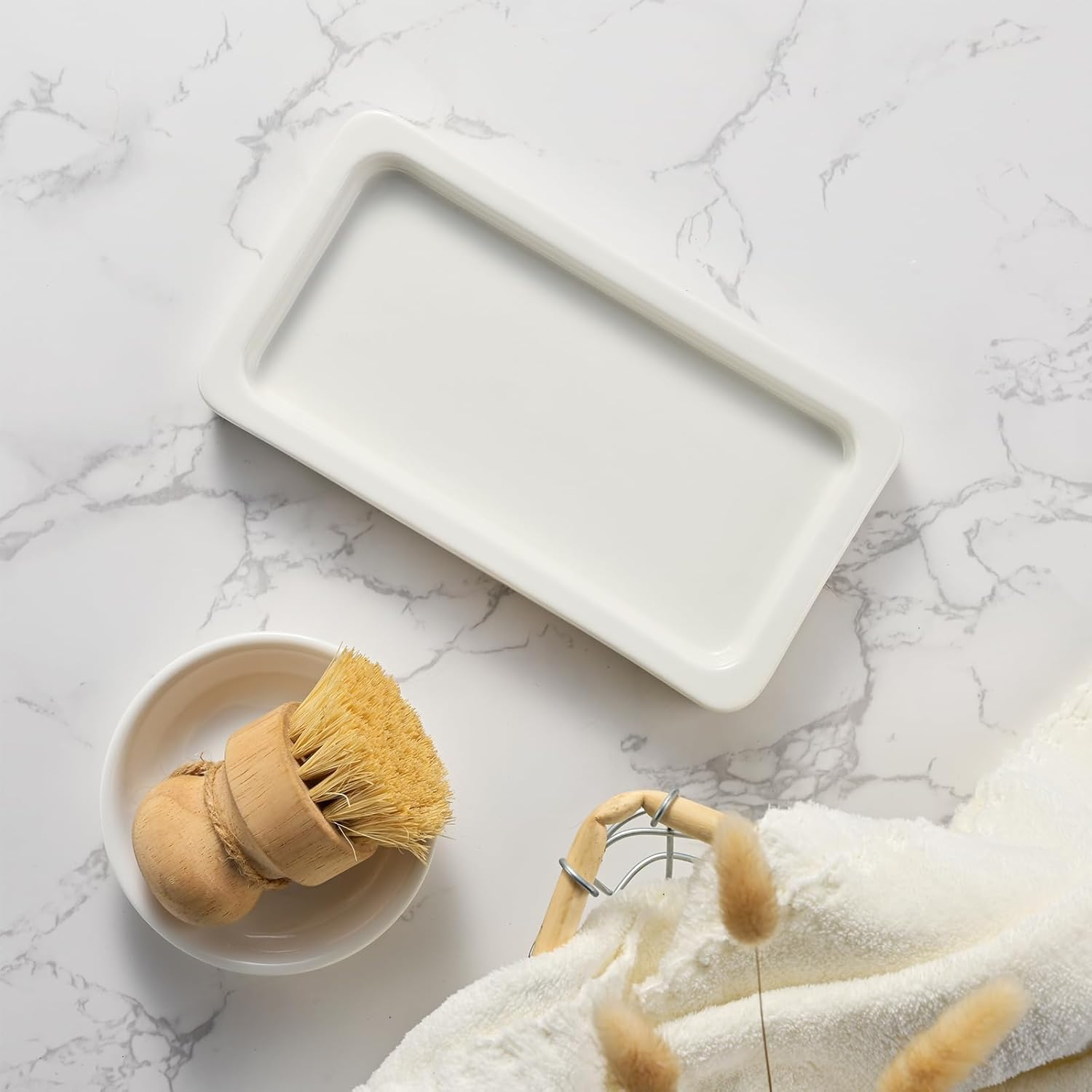 500 Ml Glass Soap Dispenser with Dispenser Tray, Soap Dispenser Set, Suitable for Kitchen, Shower (White + Gold Head) - White Bottle + Gold Head image number 4