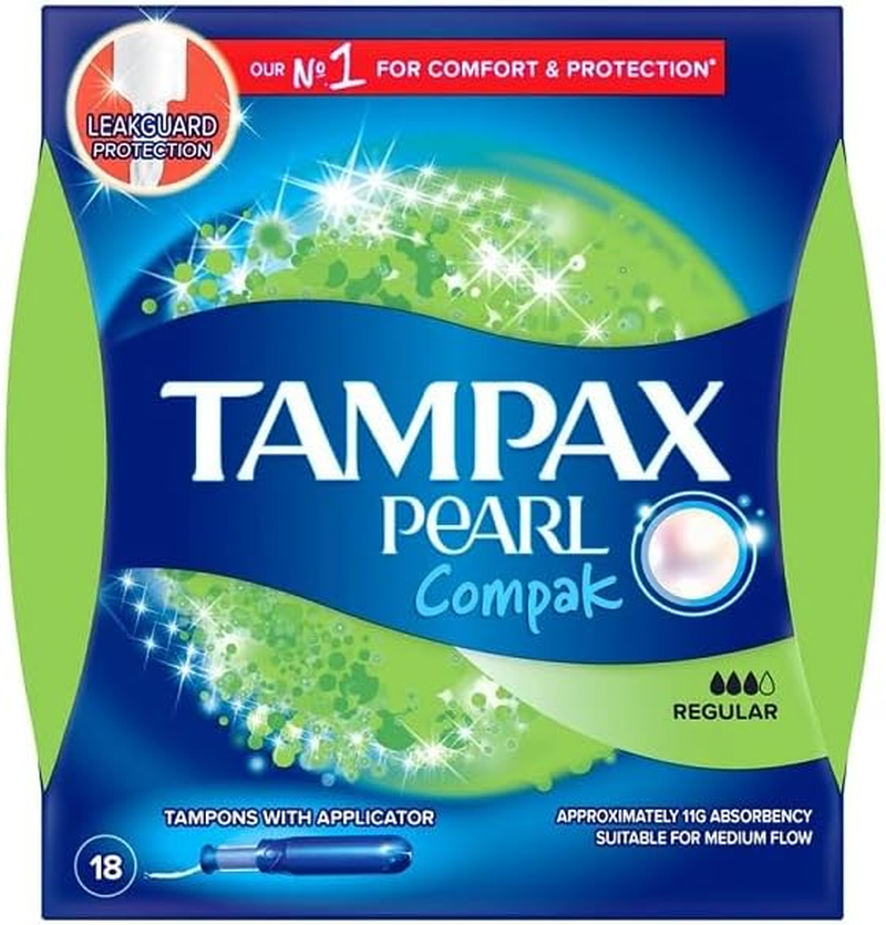 Tampax Pearl Compak Tampons Super, Medium, 18 Count image number 1