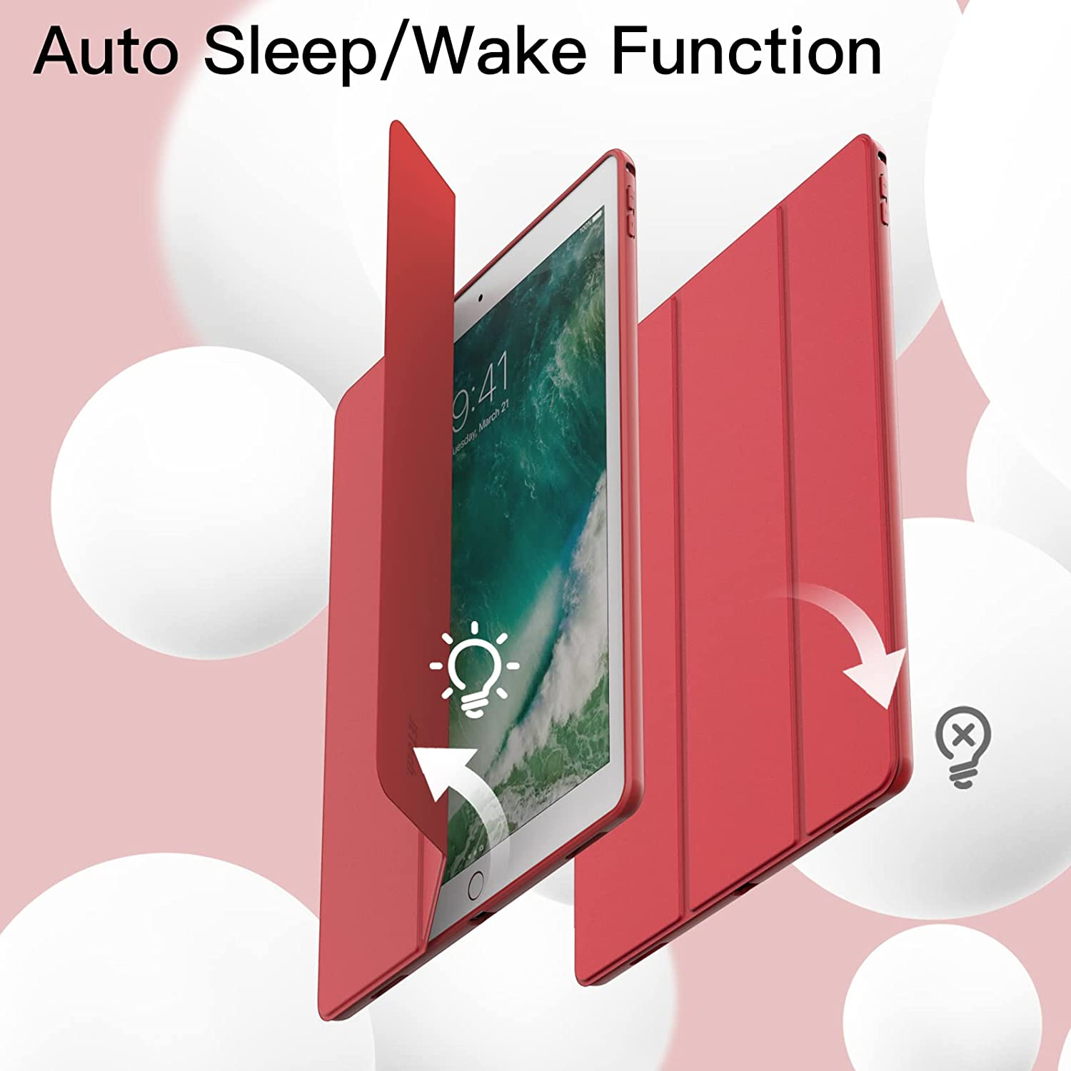 Jetech Case for Ipad Pro 12.9 Inch (2015/2017 Model, 1St/2Nd Generation) with Pencil Holder, Slim Tablet Cover with Soft TPU Back, Auto Wake/Sleep (Red) - Red image number 6