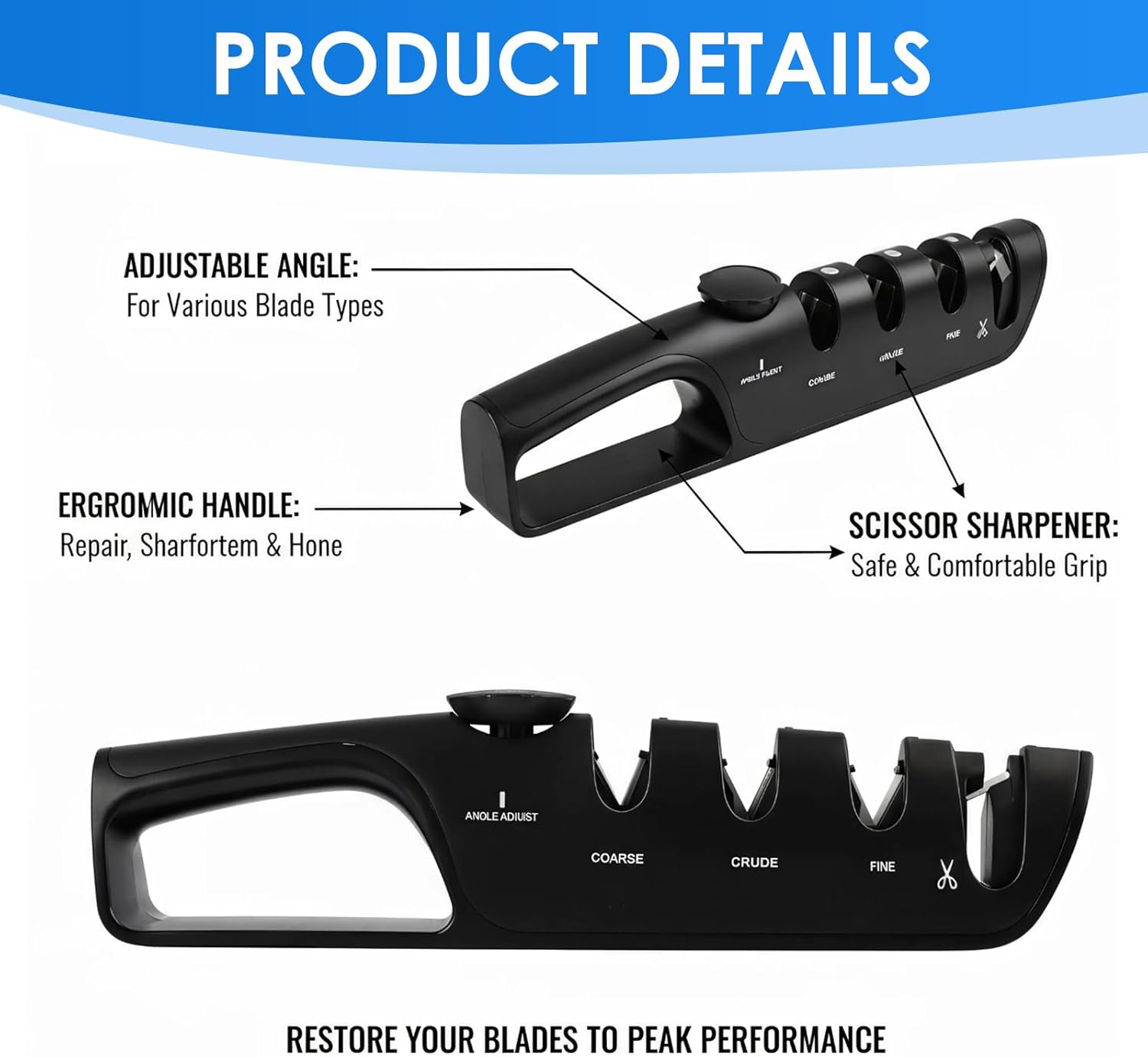 Professional 4-Stage Knife Sharpener with Adjustable Angle Knob - Japanese Multifunctional Device for Kitchen Knives and Scissors, Effortless Sharpening and Polishing Kitchen Sharpeners image number 1