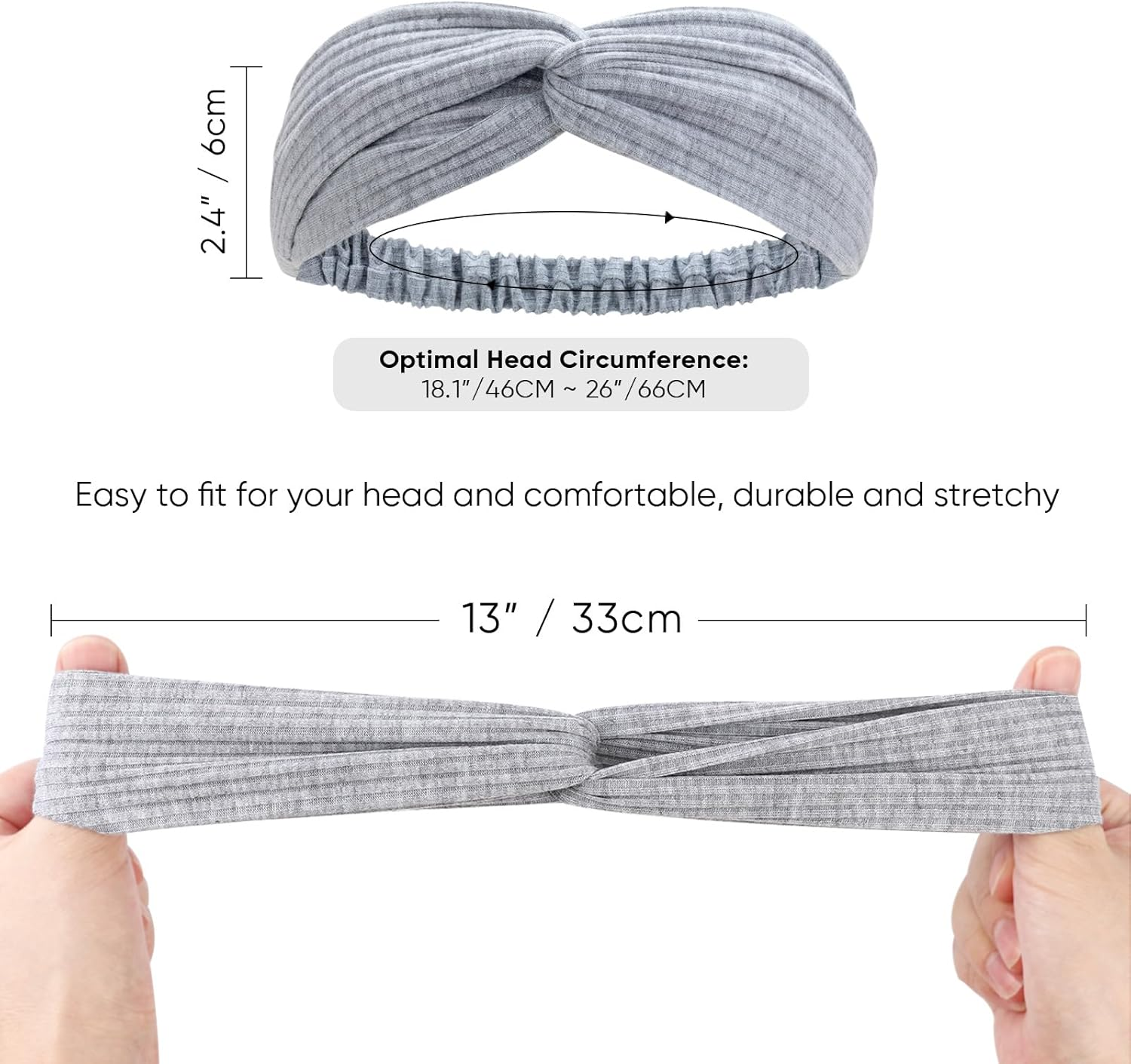 AQOKKA Headbands for Women Criss Cross Vintage Head Wrap Boho Headband Elastic Hair Accessories 8 Pack - 8 Pack Cross Ribbing Elastic Band Da image number 3