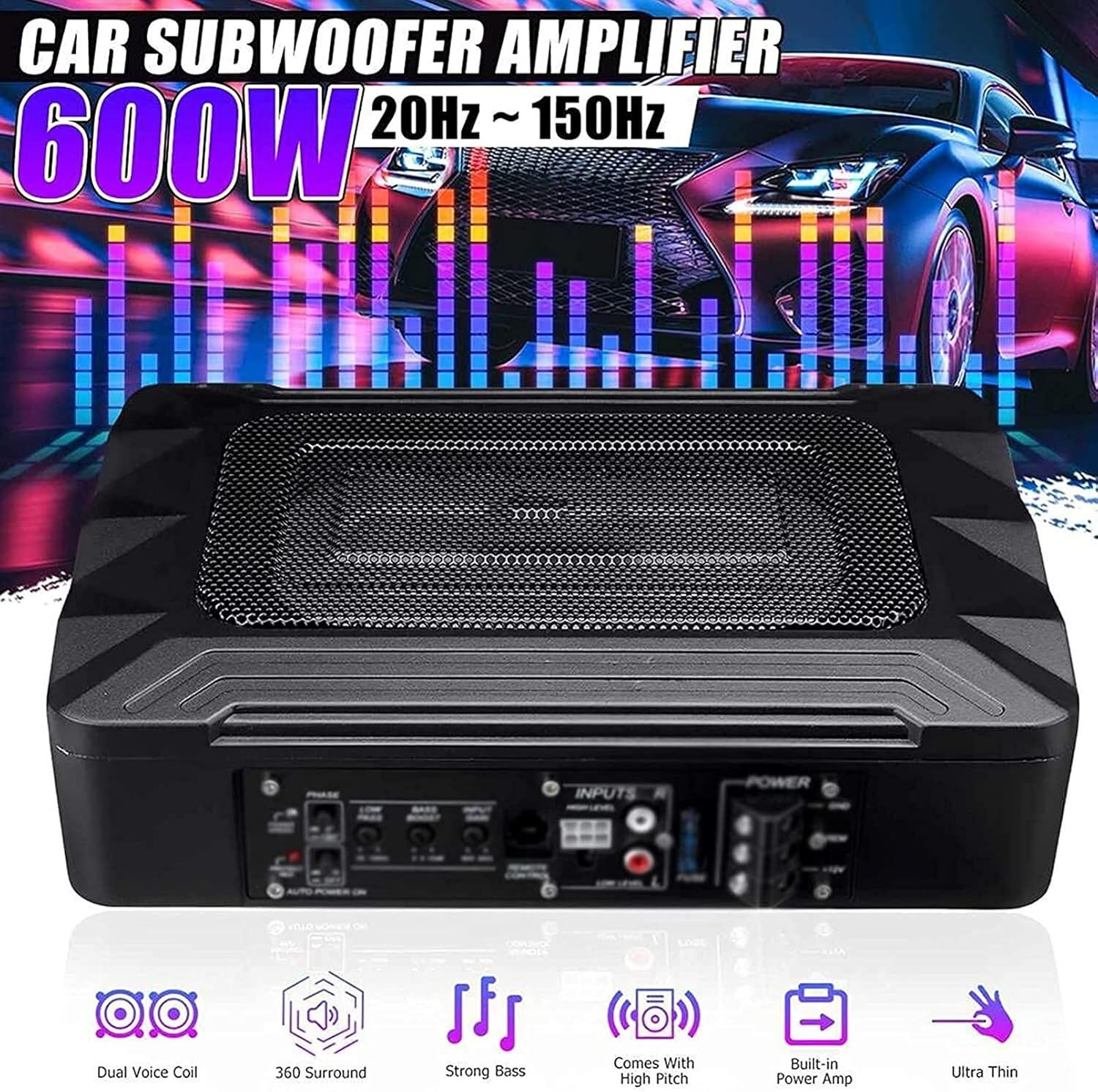 600W Car Stereo Amplifier Active Subwoofer Home Power Amplifier Car Auto Amplifier Non-Destructive Speakers Car Audio Slim Under image number 4