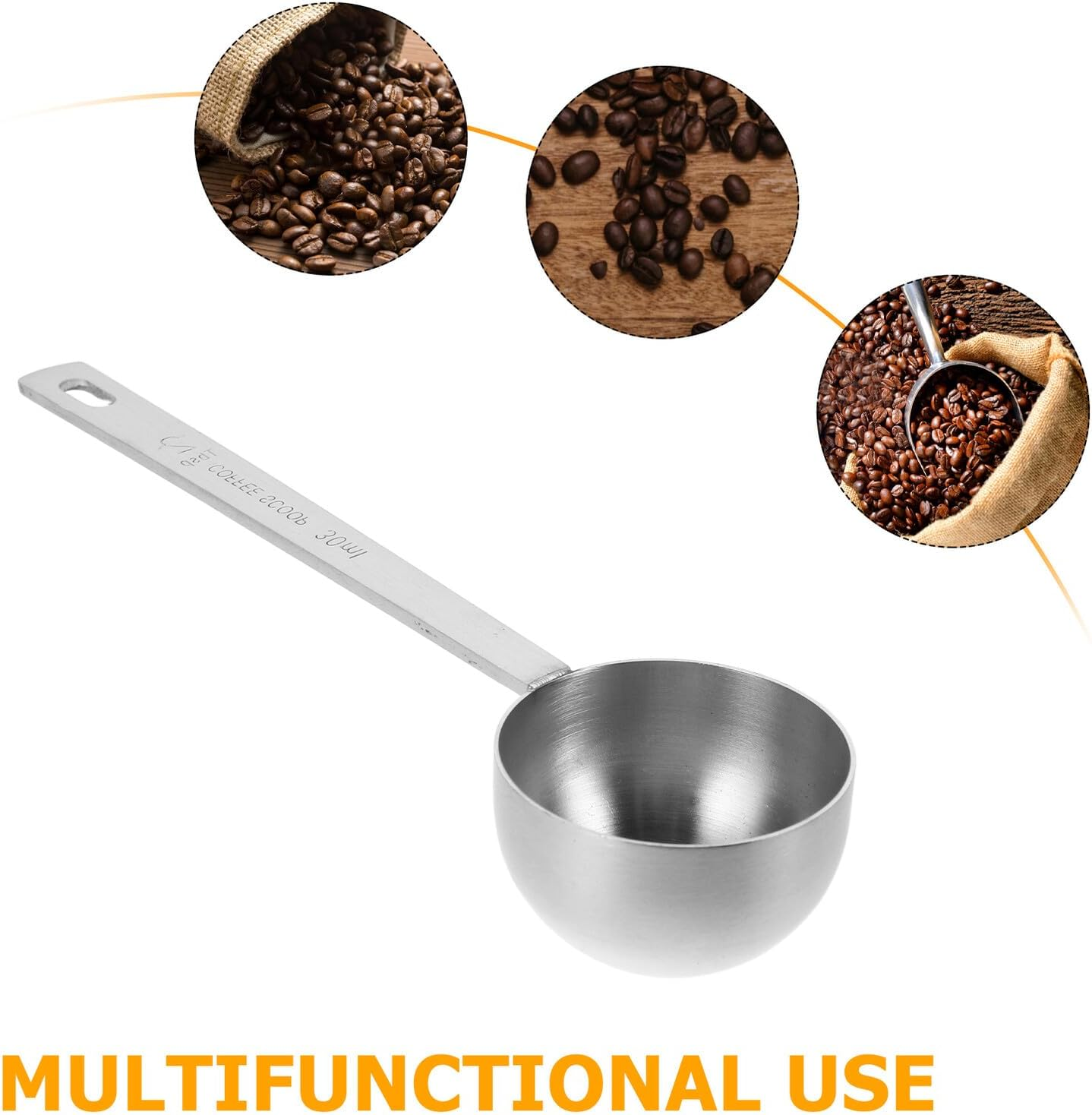 DINHEAROM Stainless Steel Coffee Measuring Scoop 30Ml Food Grade Metal Coffee Scoop for Loose Tea Protein Powder Baking Kitchen 2Pcs Home Use image number 6