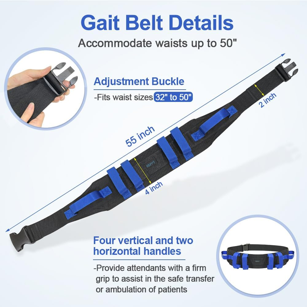 Gait Belts Transfer Belts for Seniors Physical Therapy with Handles Safety Gait Belt for Lifting Elderly Fall Prevention Devices Medical Walking Belt for Home Care, Patients Standing Assist image number 3