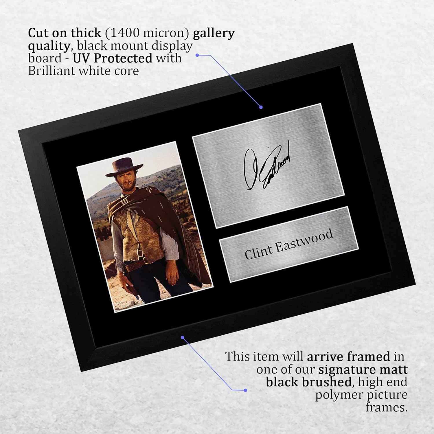 HWC Trading FRAMED Clint Eastwood Gift Signed A4 Printed Autograph the Good, the Bad & the Ugly Gifts Print Photo Picture Display image number 2