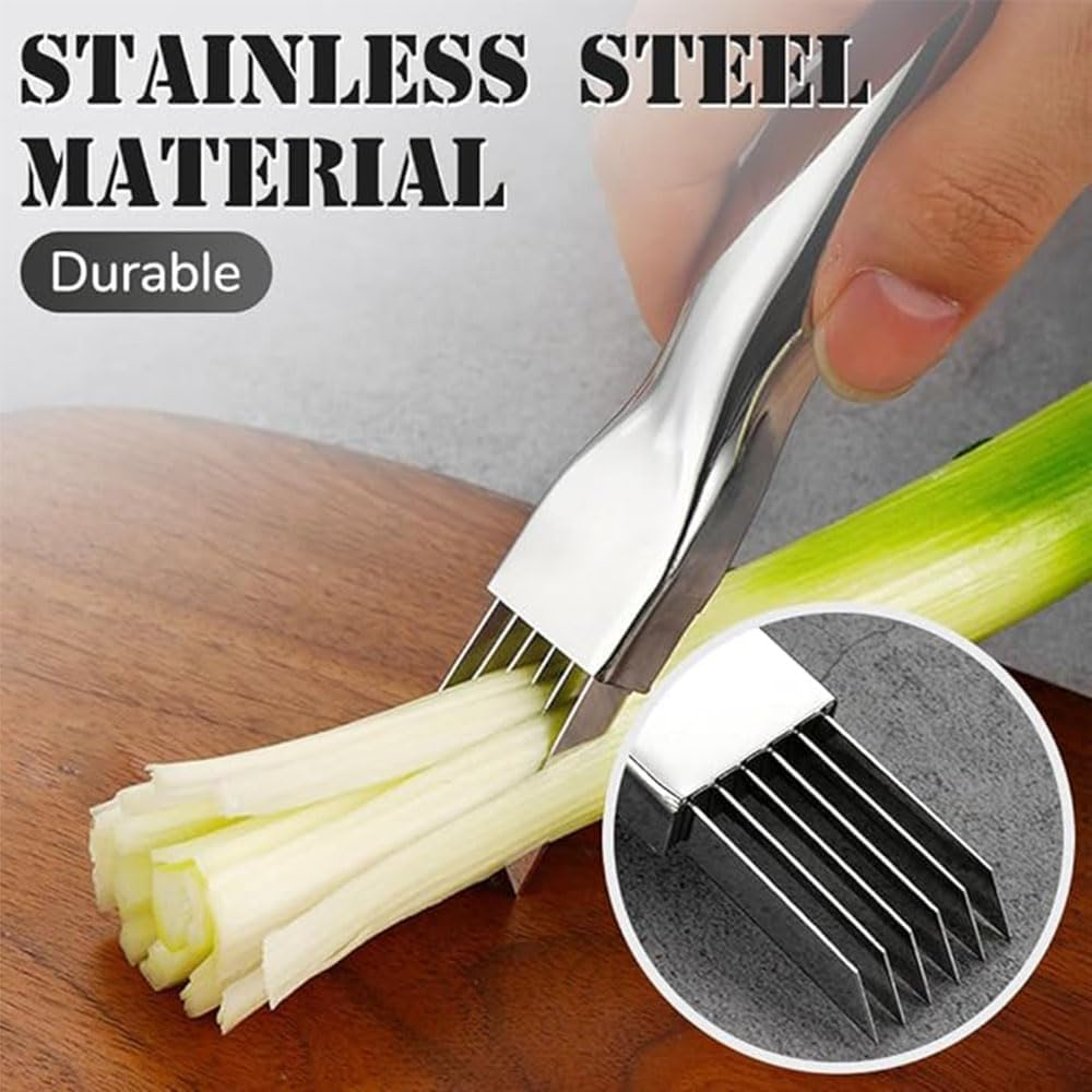 Stainless Steel Green Onion Knife, Scallion Shredding Cutter, Kitchen Vegetable Tool, 2-Pack image number 4