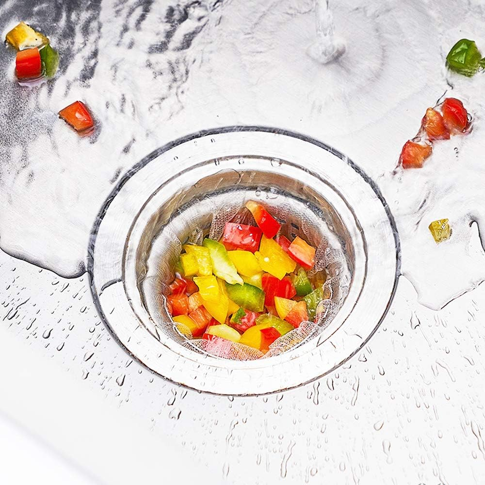 Sink Strainer Filter Mesh Bag 200Pcs, Kitchen Sink Trash Mesh Bag, Disposable (White)