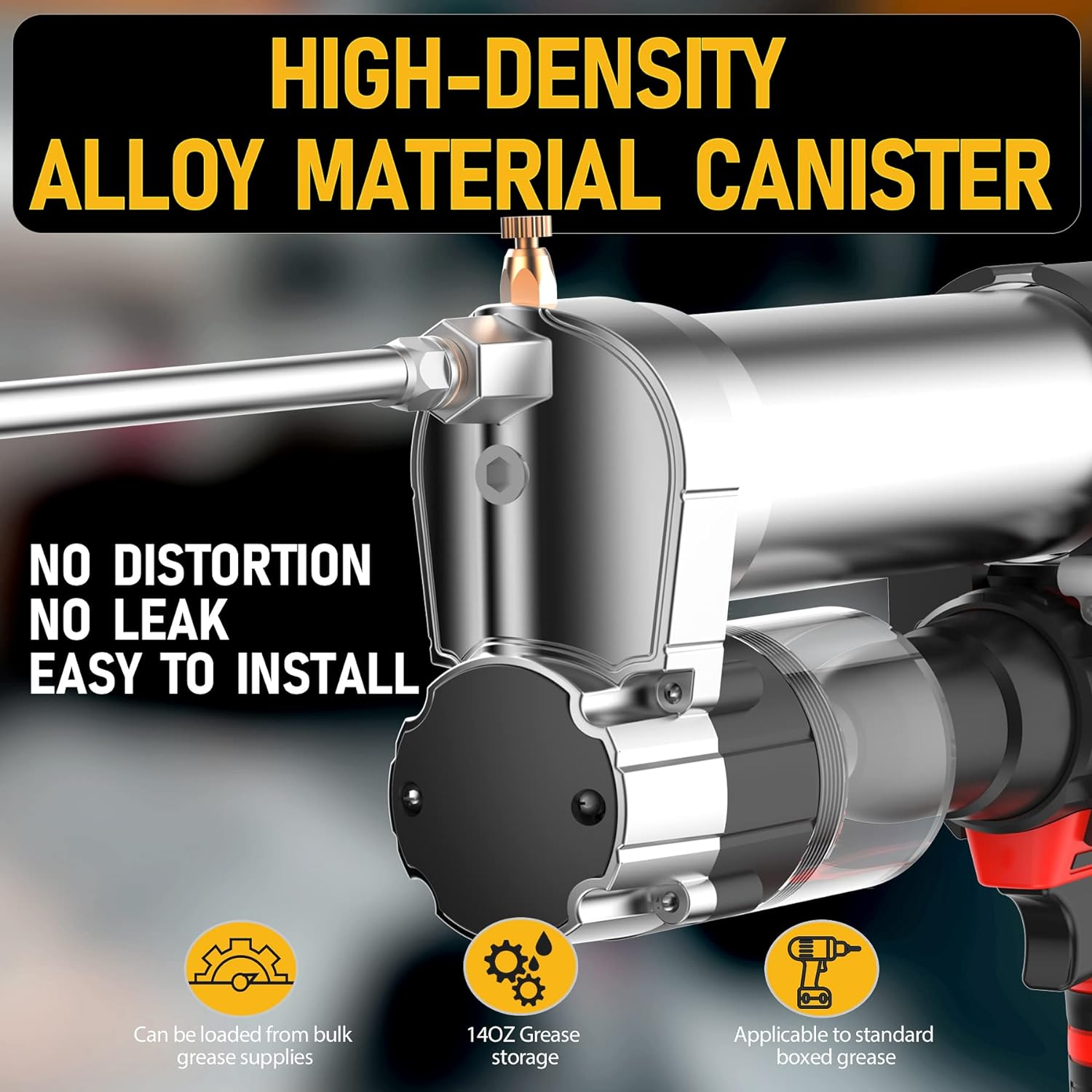 Electric Grease Gun Drill Adapter with 14 OZ Load, Locking Grease Gun Coupler, 12 Inch High Pressure Hose, Extension Rigid Pipe, Pneumatic Tool, Universal Conversion Gun Head image number 2