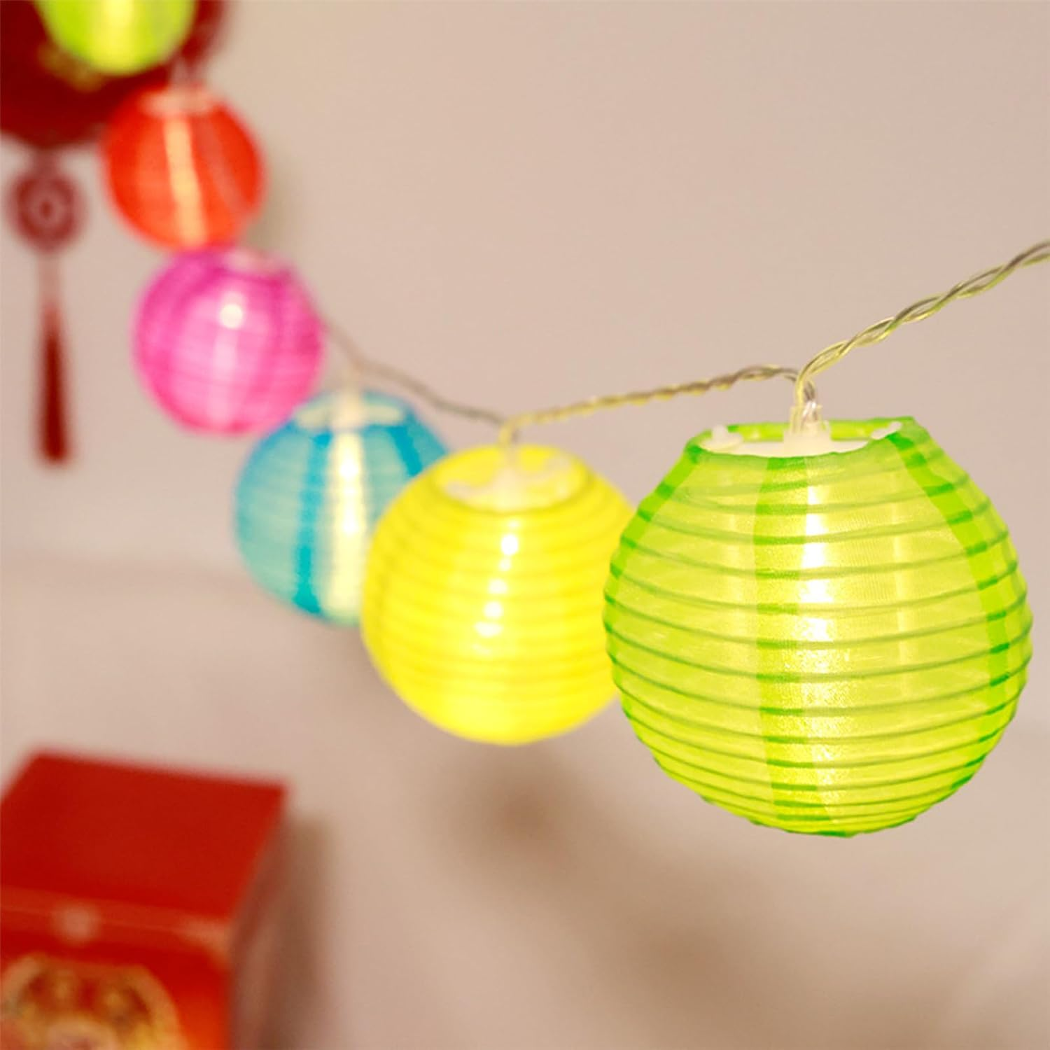 ENLACE Paper Lantern String Lights 10 LED Lanterns 2 Metres Multicoloured 7.5Cm Diameter image number 4