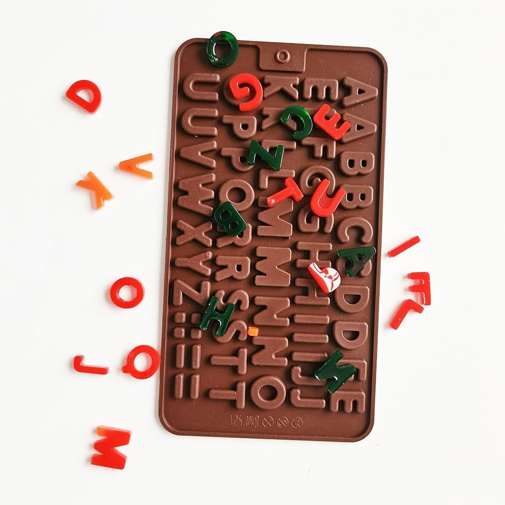 2Pcs Letter Silicone Chocolate Moulds Alphabet Silicone Molds Non-Stick Fondant Molds Perfect for Cake Decoration Symbols Birthday Party DIY Baking Tools image number 1
