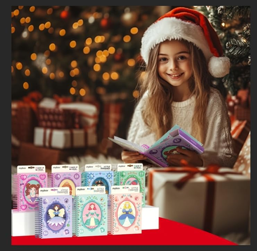 Mideer Fashion Design Sketchbook with Watercolor Painting, Princess Dress-Up Activity Book with Stencils and Stickers, Make-Up Fashion Designer Kits for Kids 5 6 7 (Makeup Manual Princess Ball) image number 3