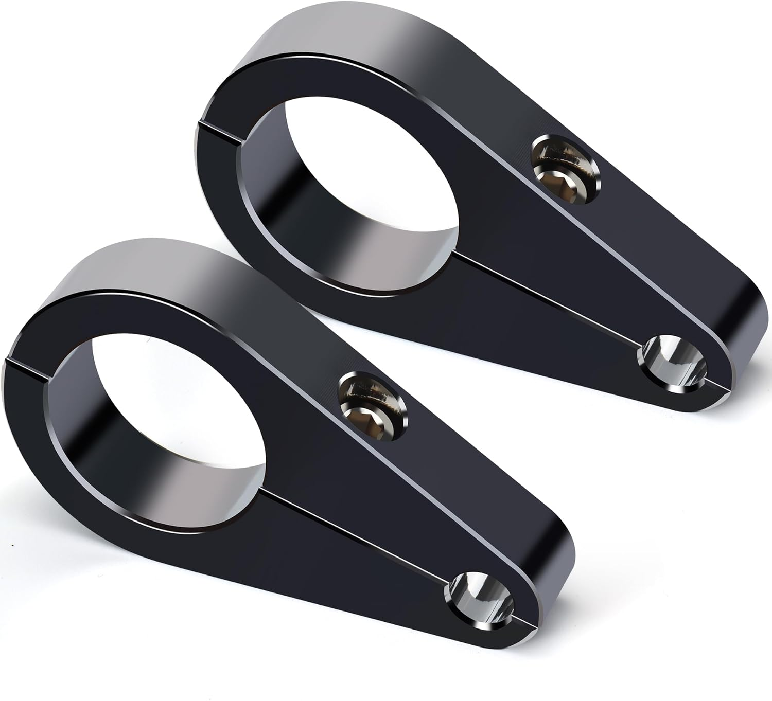 Mokitdora 1.5" Motorcycle Handlebar Clips or Frame Dual Hole Throttle Clutch Cable Brake Line Mount Clamp Universal for Harley 2 Pieces, Chrome