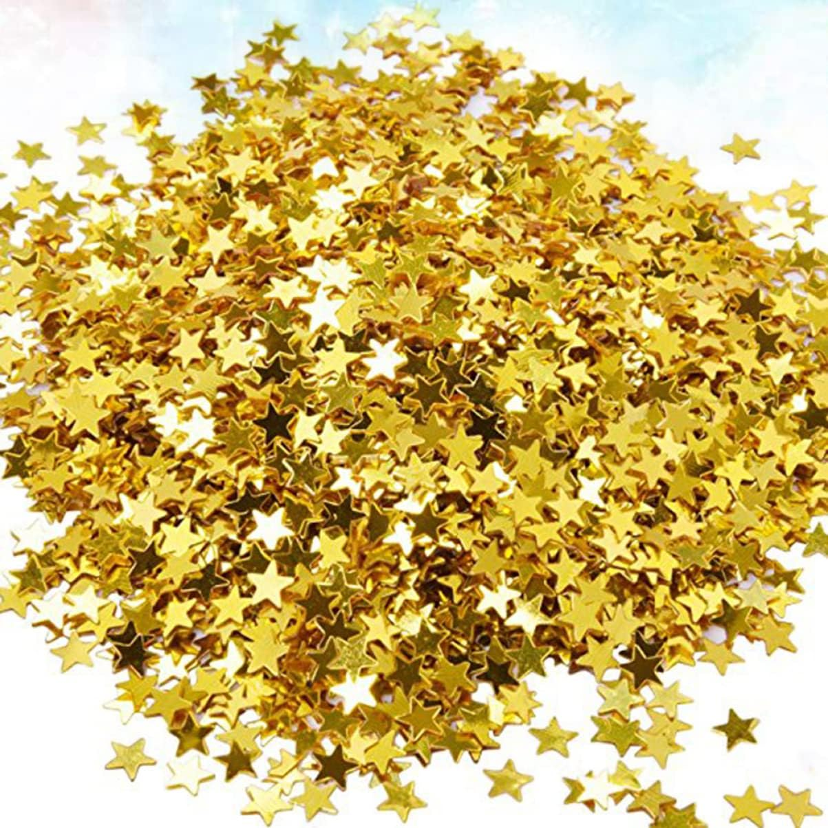 KOMBIUDA 6000Pcs Golden Star Confetti Glitter Metallic Foil Shavings for Table Decorations Weddings Parties DIY Crafts Smooth Flame Retardant Plastic Pack image number 4