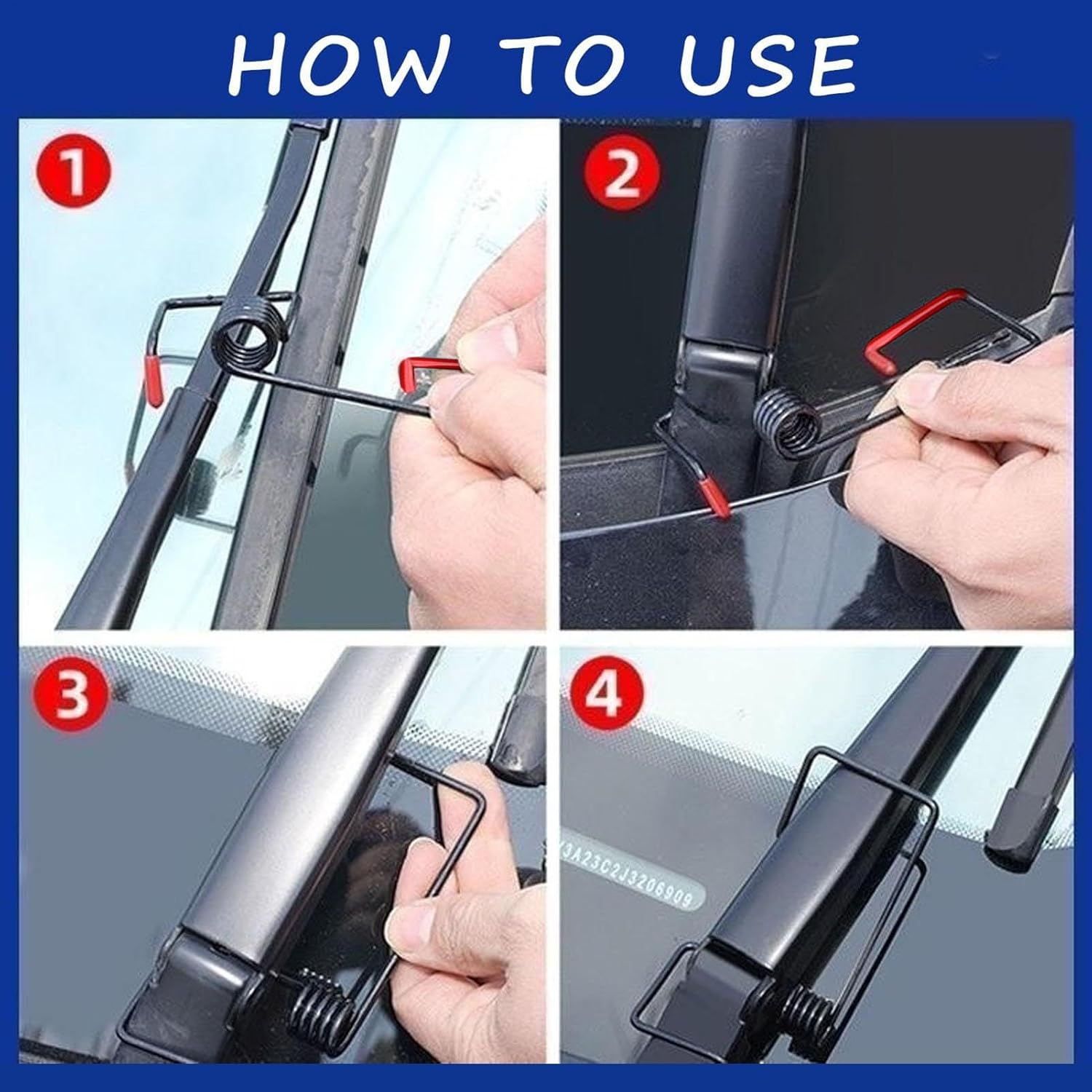 Car Wiper Arm Compression Spring - Aluminum Alloy Windscreen Wiper Spring, 2 Pieces Pressure Boosters | Heavy Duty Aluminum Alloy Easy Installation for Suvs, and Trucks, Upgraded Wiper Blade - Blue image number 4