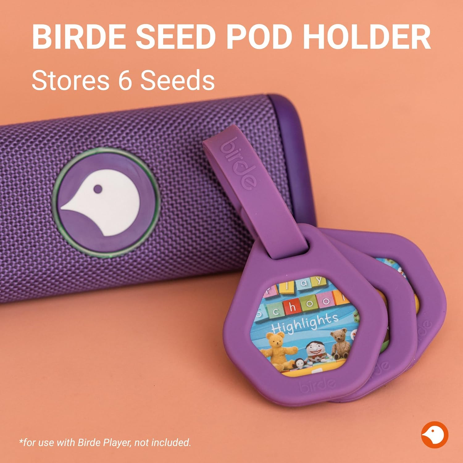 Birde Seed Pod, 6 Silicone Seed Holders with Strap (Purple) image number 2