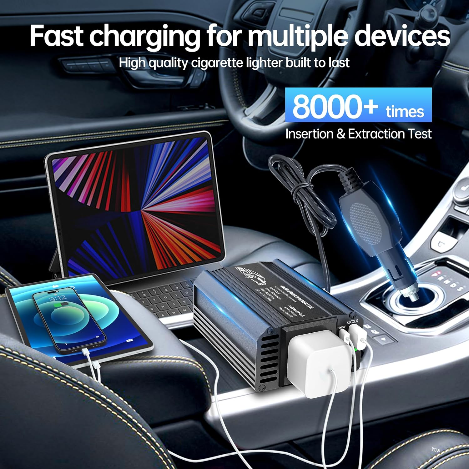 BGFOX 400W Vehicle Power Inverter, 12V to 240V Modified Sine Wave Converter, Car Charger with PD 65W USB-C QC 18W Port for Road Trips, Camping, Cameras and Other Electronic Devices-Black