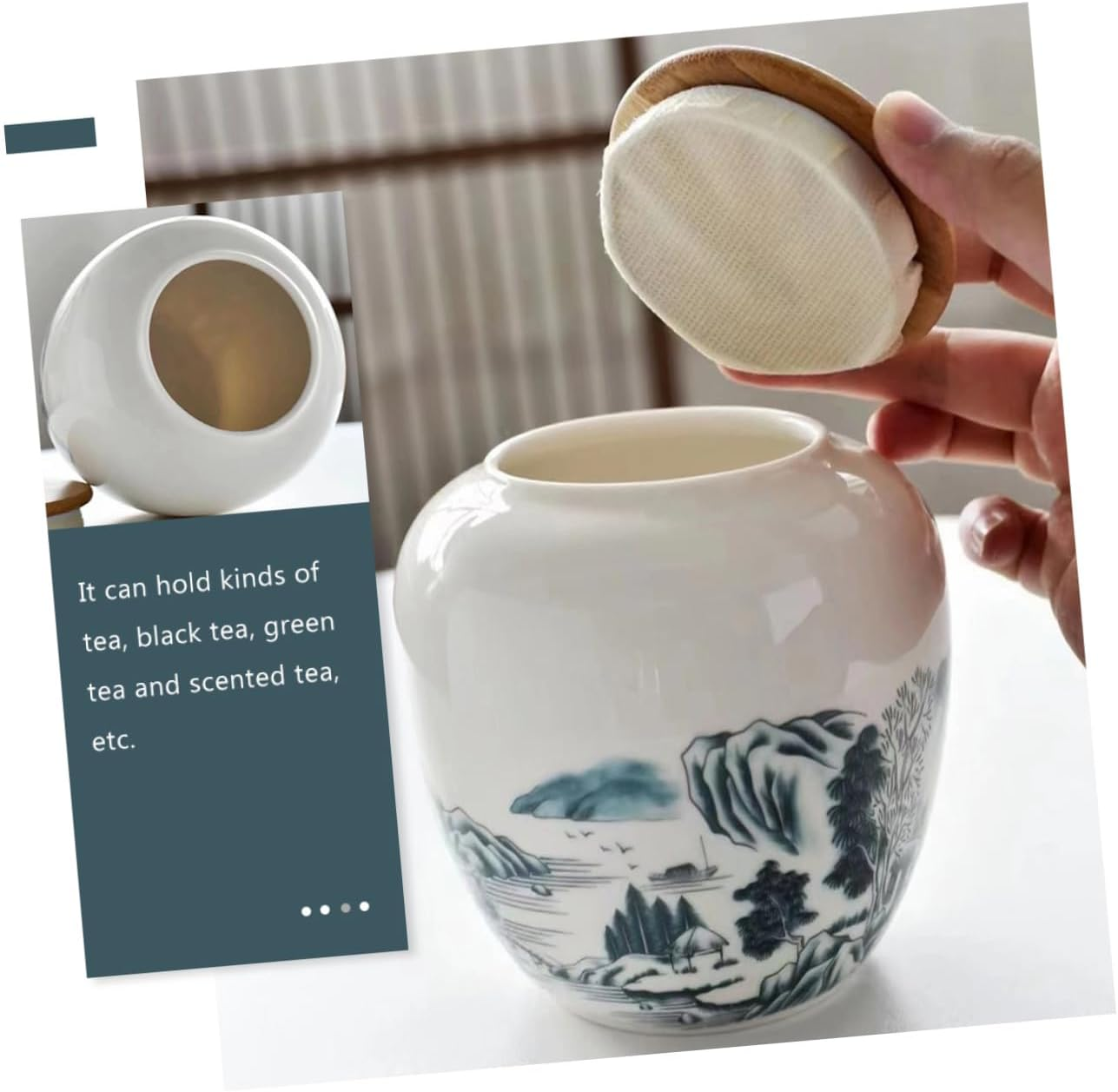 SHOWERORO Tea Canister for Loose Tea Storage Airtight Dried Fruit Organizer for Home Office and Restaurant Decor image number 2