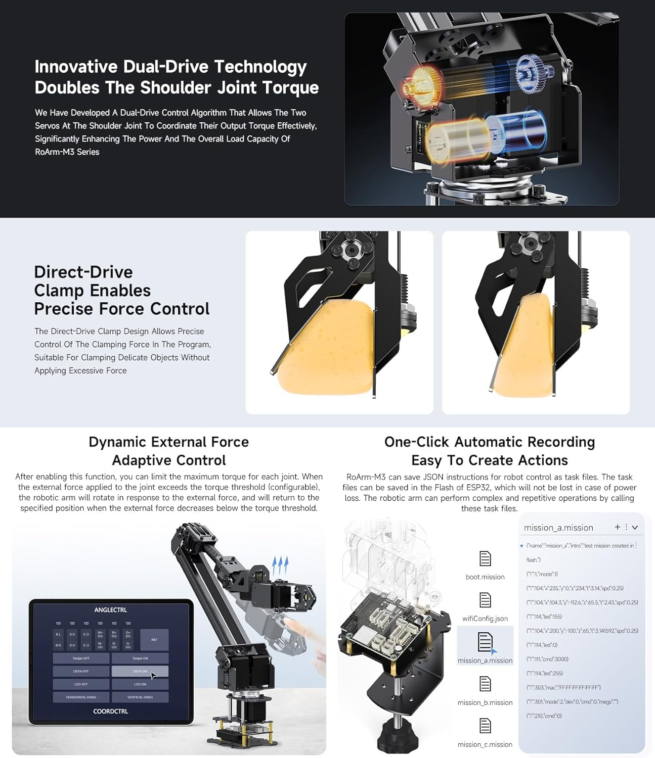 Waveshare Robotic Arm Kit, Desktop Robot Kit, 5 + 1 DOF, Based on ESP32, Wireless Control, 2-DOF Wrist Joint, Compatible with Lerobot, Adopts 5X All Metal ST3235 Bus Servos image number 6