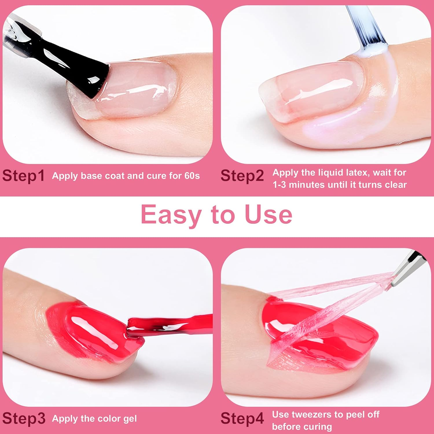 DRMODE Liquid Latex for Nails 30ML Fast Drying Cuticle Guard Latex Tape Peel off for Nails Painting, Stamping Skin Protectors Barrier for Nail Art with Bonus Tweezers for Various Nail Art image number 5