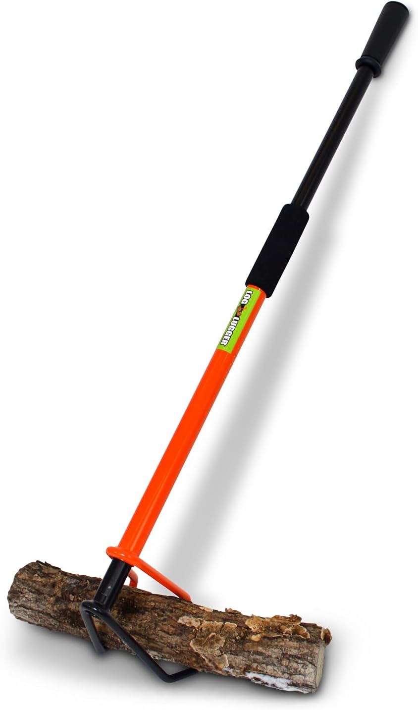 Firebuggz Fireplace Tools - 32" Original Log Lugger Mini Campfire Wood Placement Tool, Heavy Duty Metal Wood Turner and Grabber, Campfire Accessories, Log Grabber Fire Tongs for Fire Pit, Made in USA