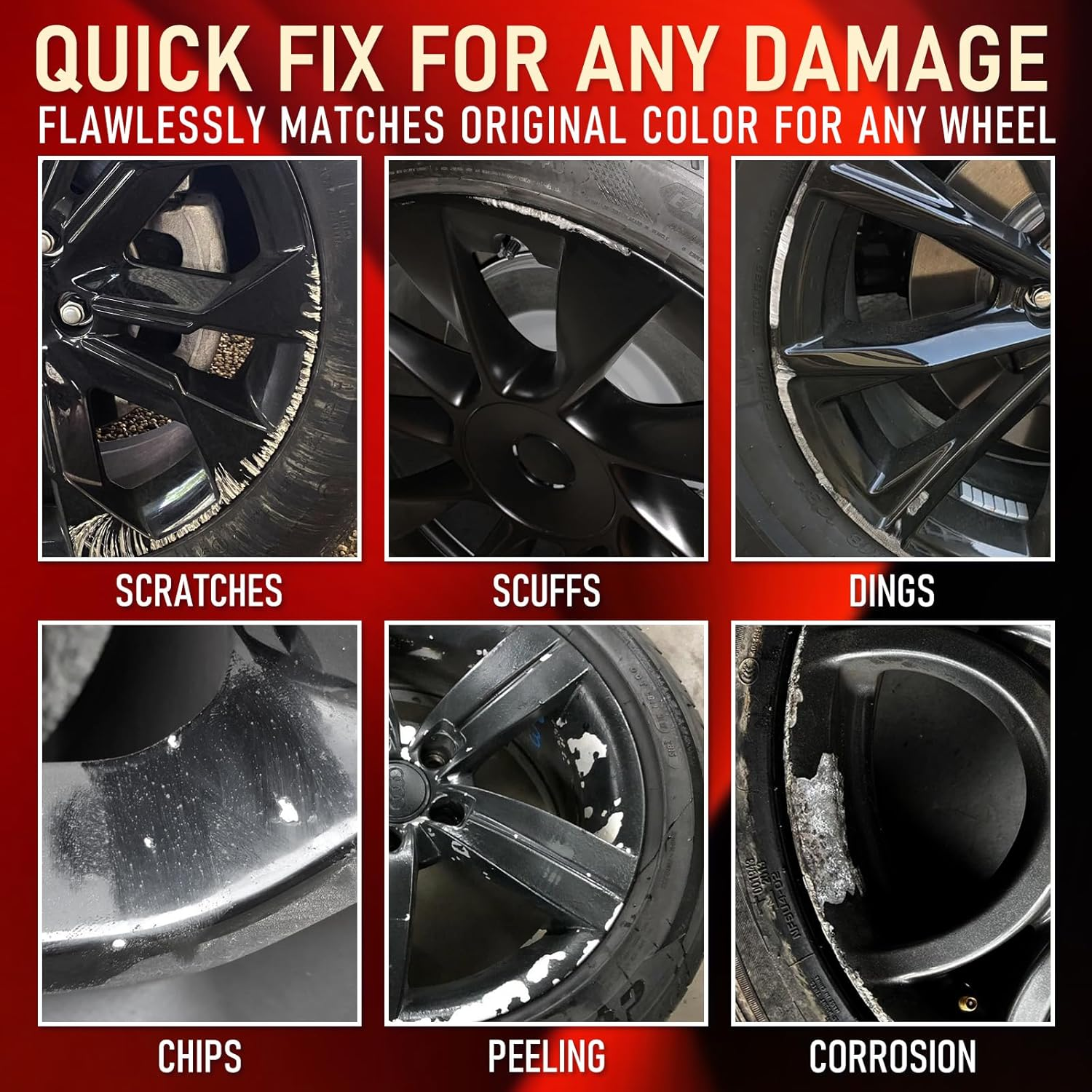 SMAPHY Black Rim Touch up Paint, Wheel Repair Paint Quick and Easy, Touch up Paint for Cars Wheel, Black Car Rim Paint for Car Wheel Repair, Universal Color for Rims (Gloss Black) image number 2