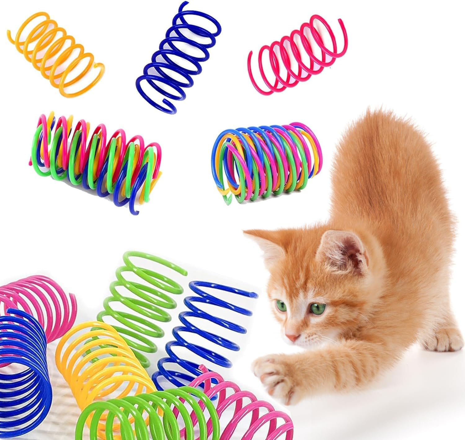 Mumoo Bear Cat Spiral Spring, 12 Pc Cat Creative Toy to Kill Time and Keep Fit Interactive Cat Toy Sturdy Heavy Plastic Spring Colorful Springs Cat Toy for Swatting, Biting, Hunting Kitten Toys image number 6