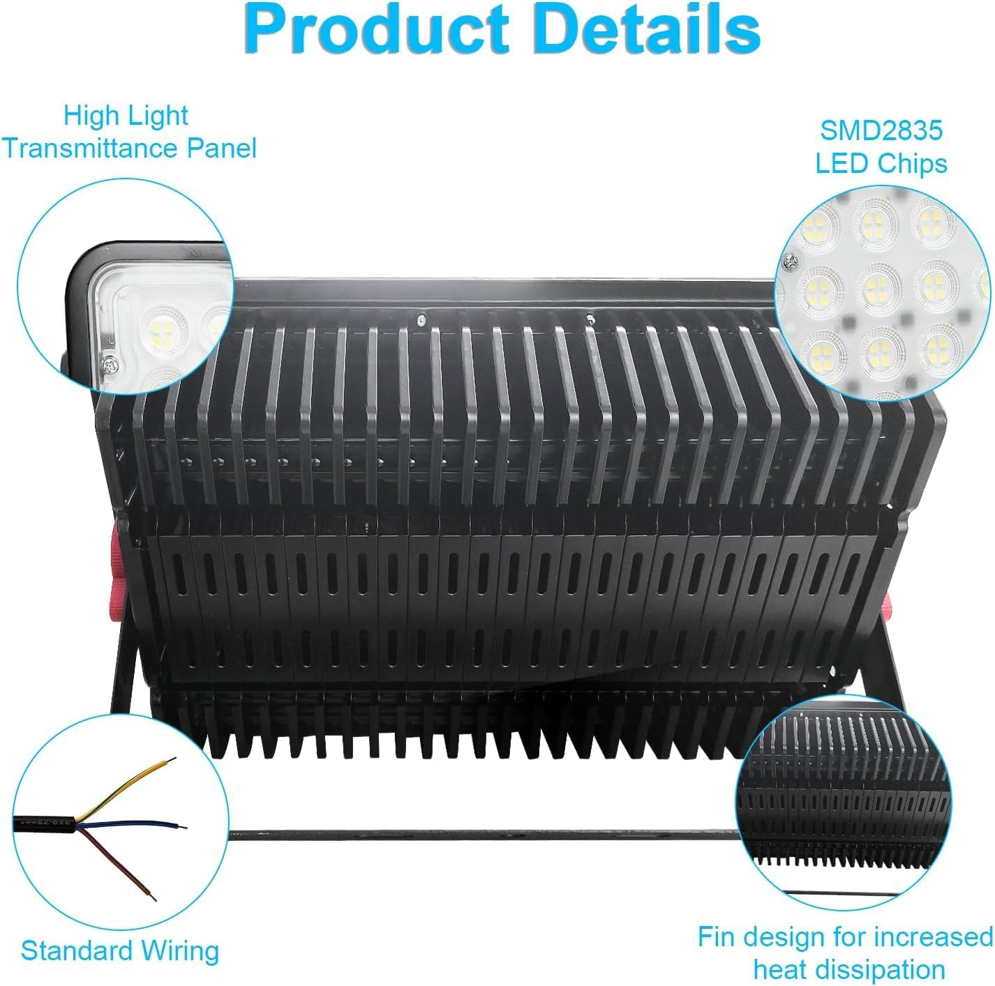 400W LED Outdoor Flood Light, Exterior Flood Lights, IP66 Waterproof Plug in Flood Light, Outdoor Lights for Yard, Garden, Playground,Lawn, Garages, Basketball Court, Stadium(Wiring Type, No Plug) image number 3