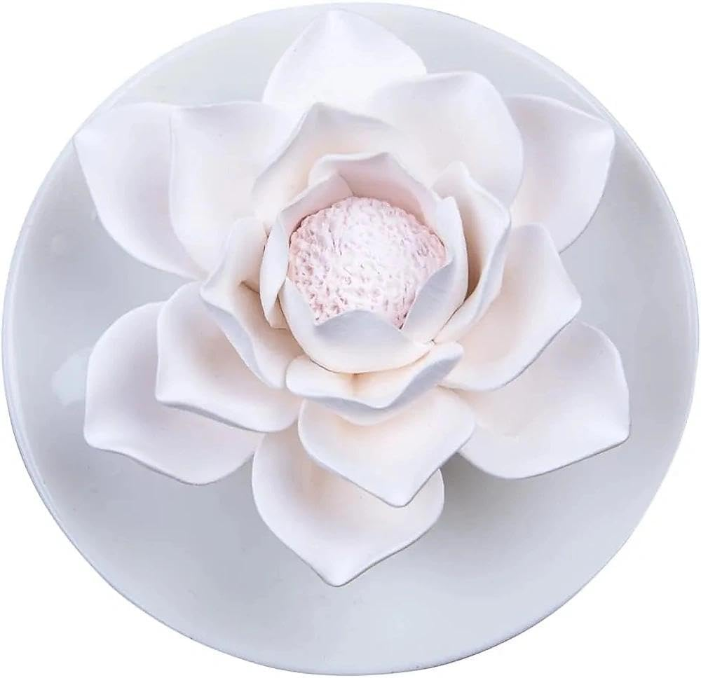 Essential Oil Diffuser, Ceramic Flower Aroma Diffuser for Small Spaces, Waterless and Non-Electric, Gentle Fragrance Diffuser, Suitable for Desk, Office, Bathroom, Bedroom - CRFY image number 1