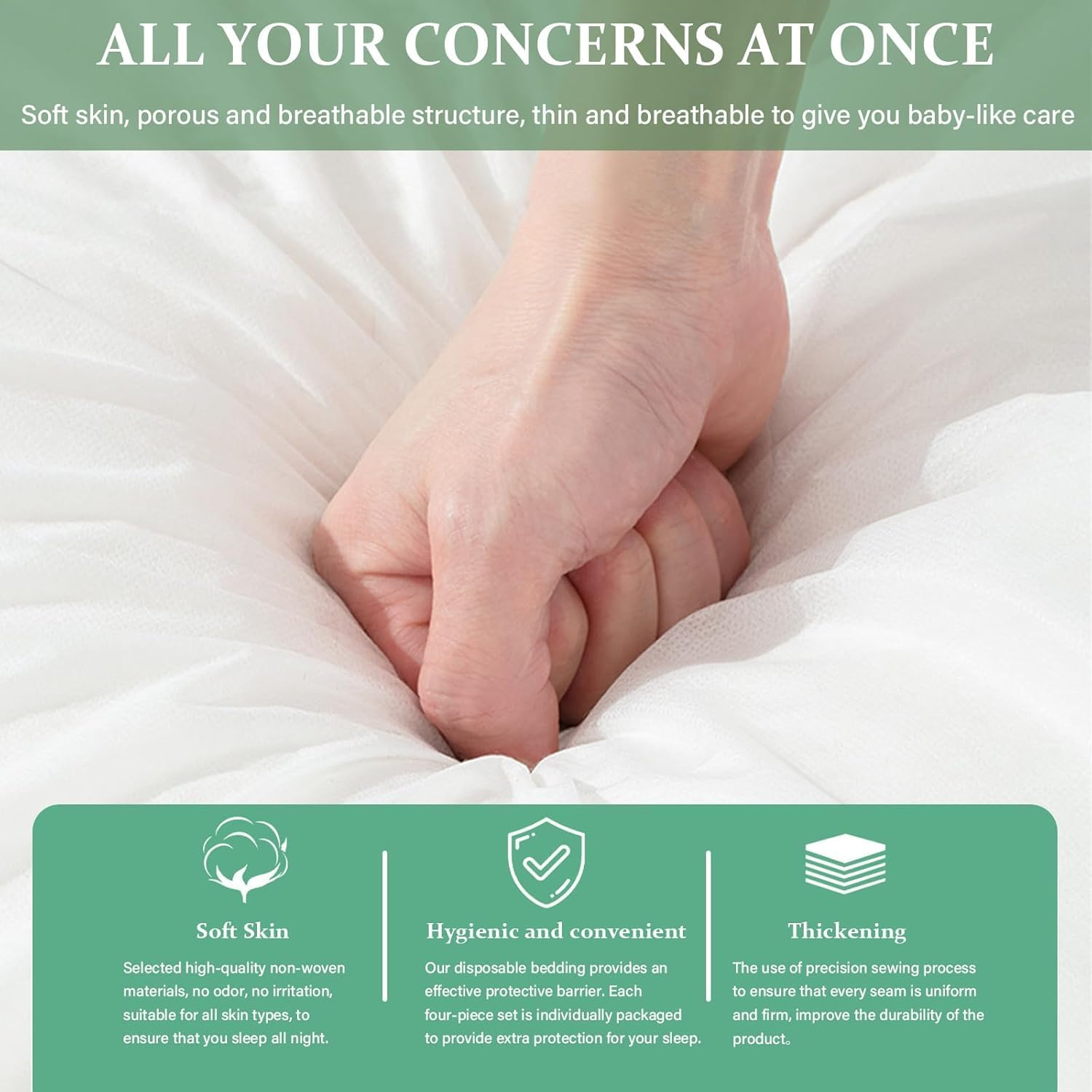 WOYAODONG Disposable Bed Sheets,Portable Ready to Use Bedding Set，Quilt Cover and Pillow Case Set for Hotel and Travel (Travel 4-Piece ﻿ image number 4