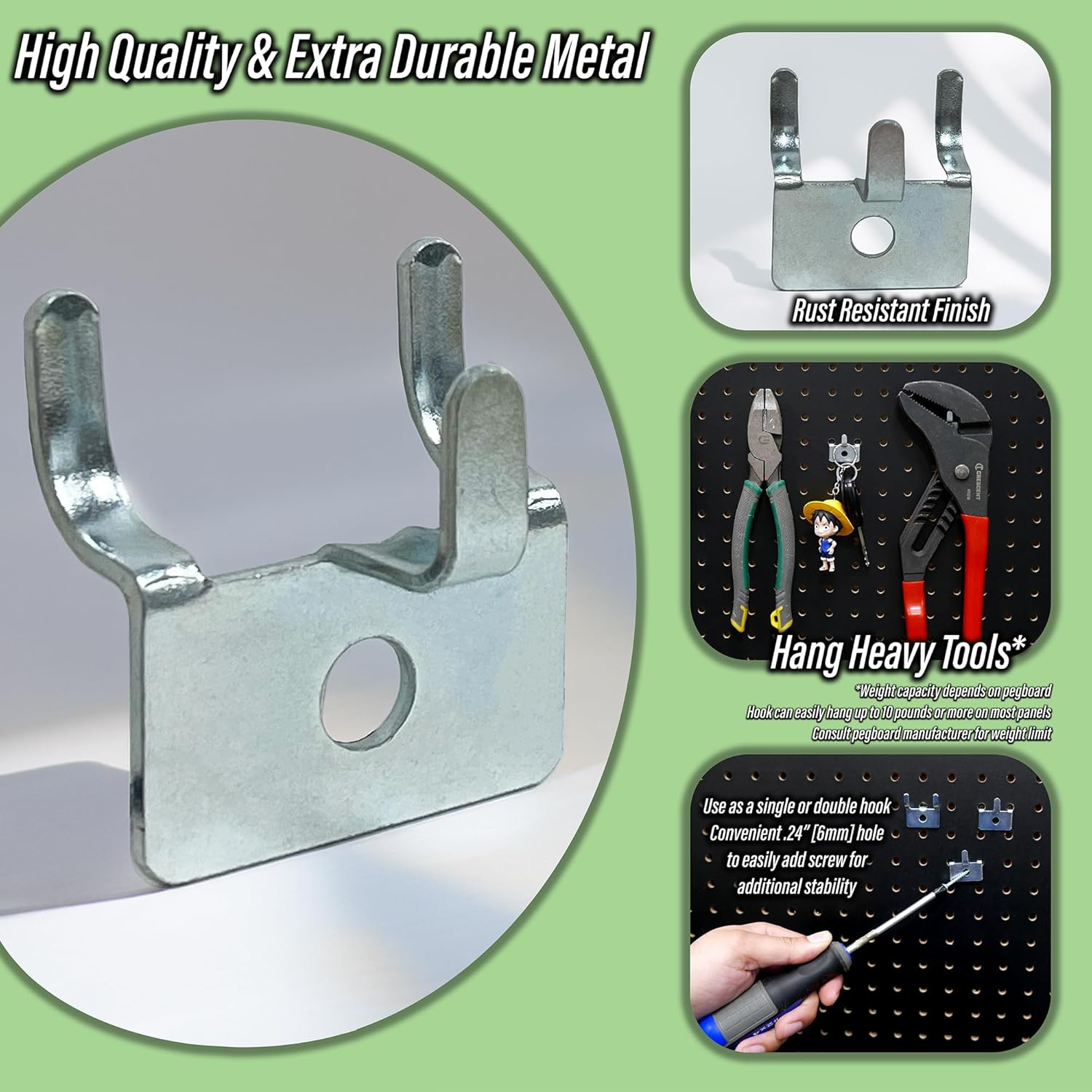 Pegboard Utility Notch Hook - Picture Hanger for Slatwall & Peg Wall - 25 Pack image number 5