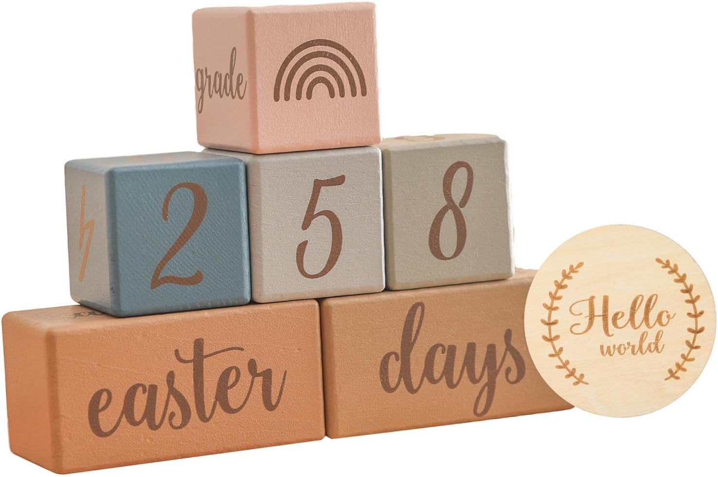 Milestone Blocks Set Memories Growing up Week Month Year, Unique Boys or Girls Newborn Decoration Age Blocks Photo Props, Pink