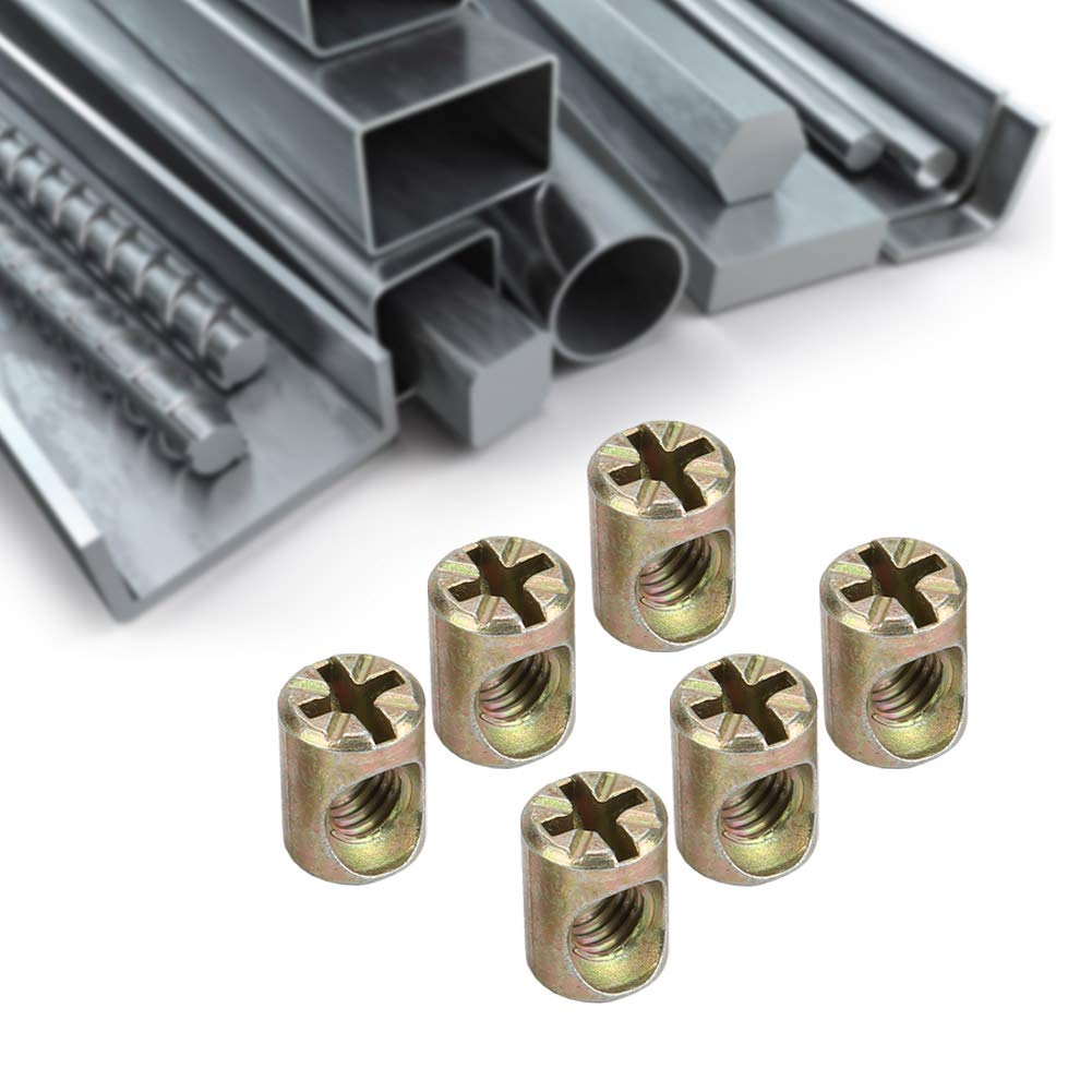 Spring Dowels Barrel Nut, Slotted Embedded Nuts Fasteners Replacement Barrel Dowel Cabinet Connectors for Furniture Beds Crib Chairs, M6X13Mm 30Pcs image number 5