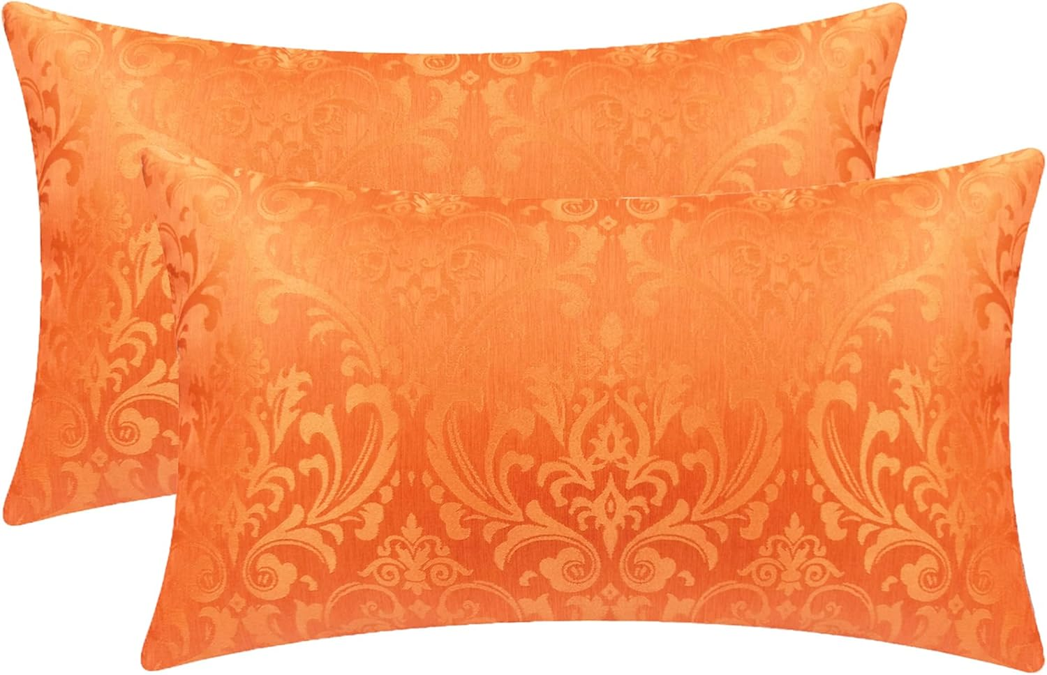 Pack of 2 Calitime Throw Pillow Covers Cases for Couch Sofa Home Decoration Vintage Damask Floral Shining & Dull Contrast 18 X 18 Inches Black