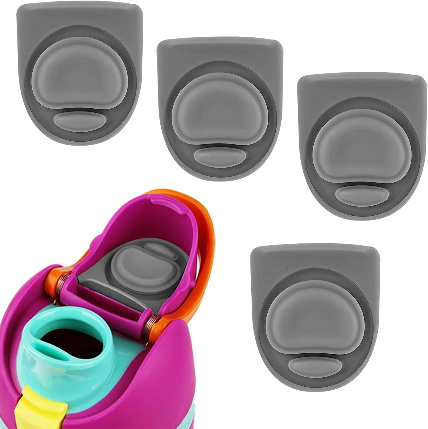 Stopper for Owala Freesip, 4 Pcs Accessories for Owala Lid, Gasket for Owala Replacement Lid, Seal Bottle Cap Mouth Stopper Part Silicone Plug, Gasket for Owala 16/19/24/25/32/40 Oz (Grey) image number 2