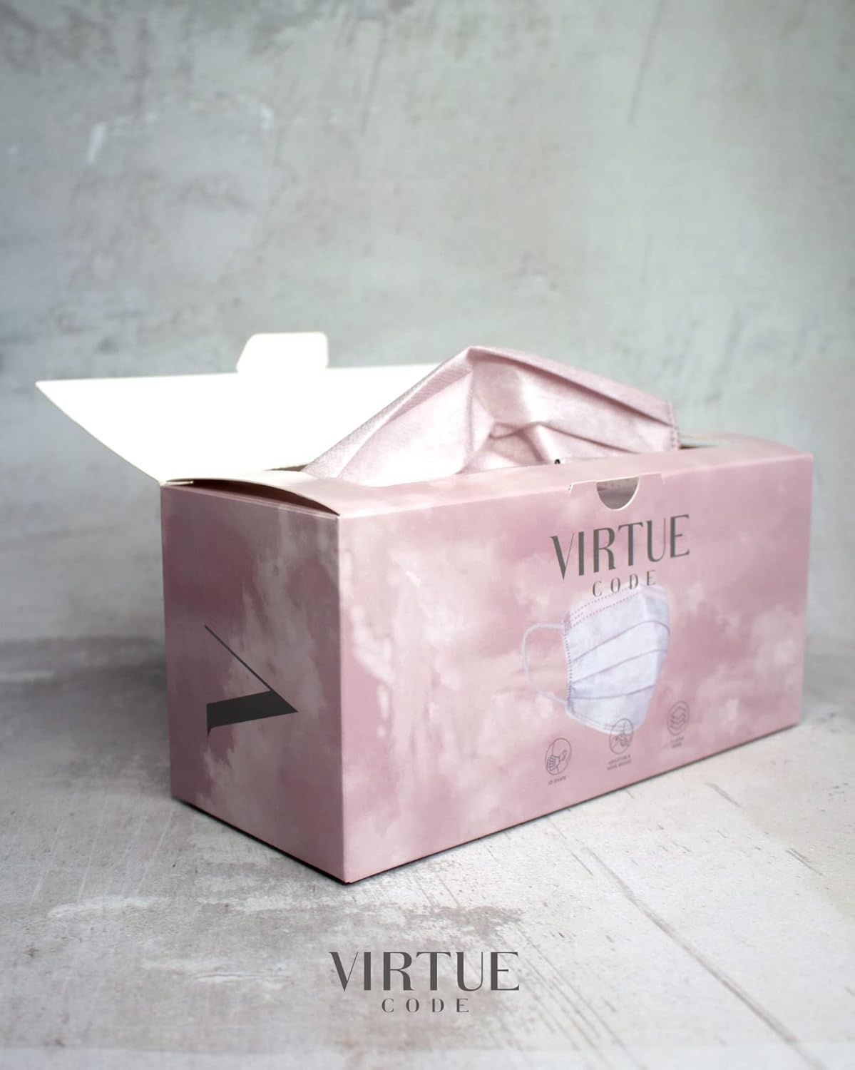 VIRTUE CODE 50 Disposable Face Masks for Men and Women. Face Mask with Elastic Ear Loops