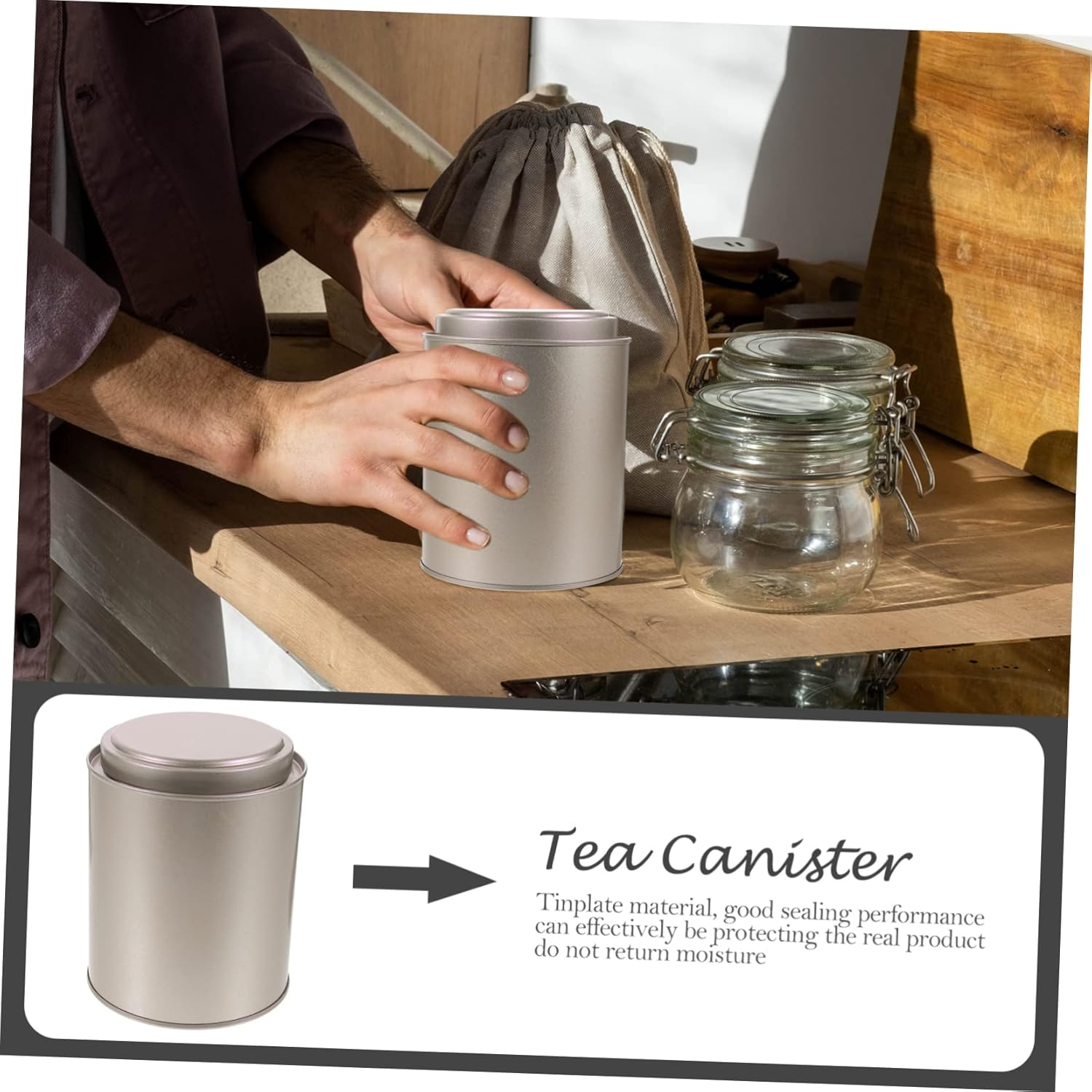BIUDECO Tea Tin Box for Tea Storage Container Sealing Canister Home Organization image number 1